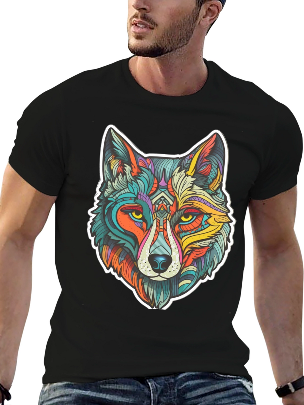 Vibrant Wolf Graphic Tee - Unisex Style