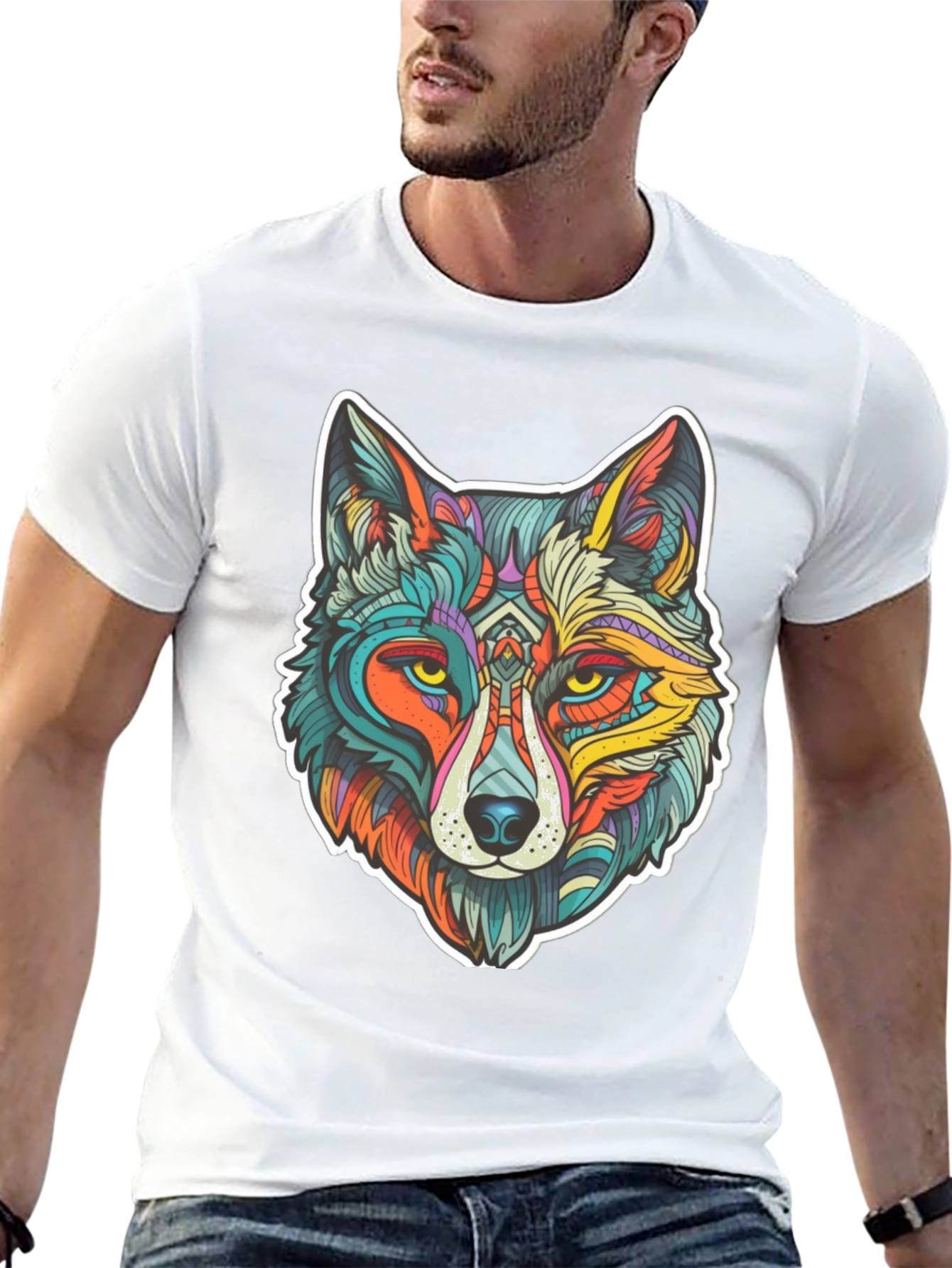 Vibrant Wolf Graphic Tee - Unisex Style