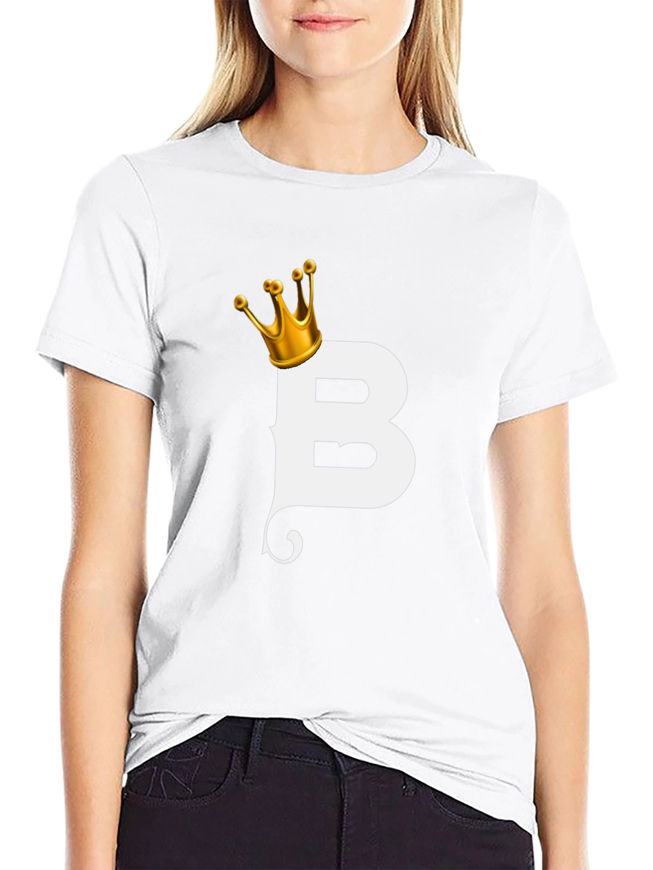 King B Black T-Shirt - Stylish Letter Graphic Tee