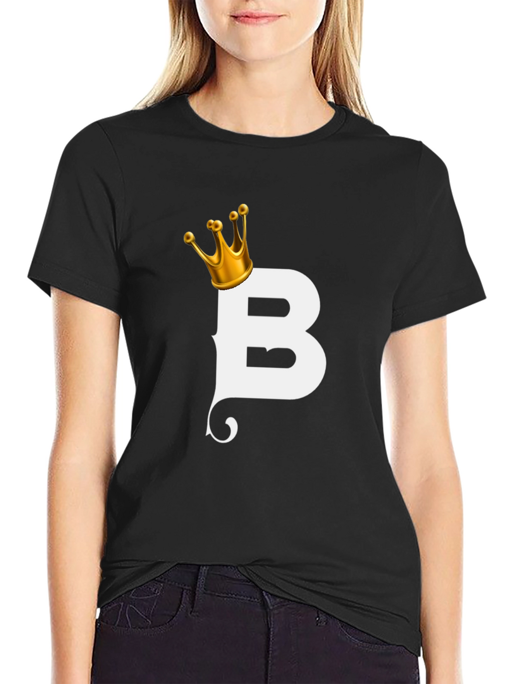 King B Black T-Shirt - Stylish Letter Graphic Tee