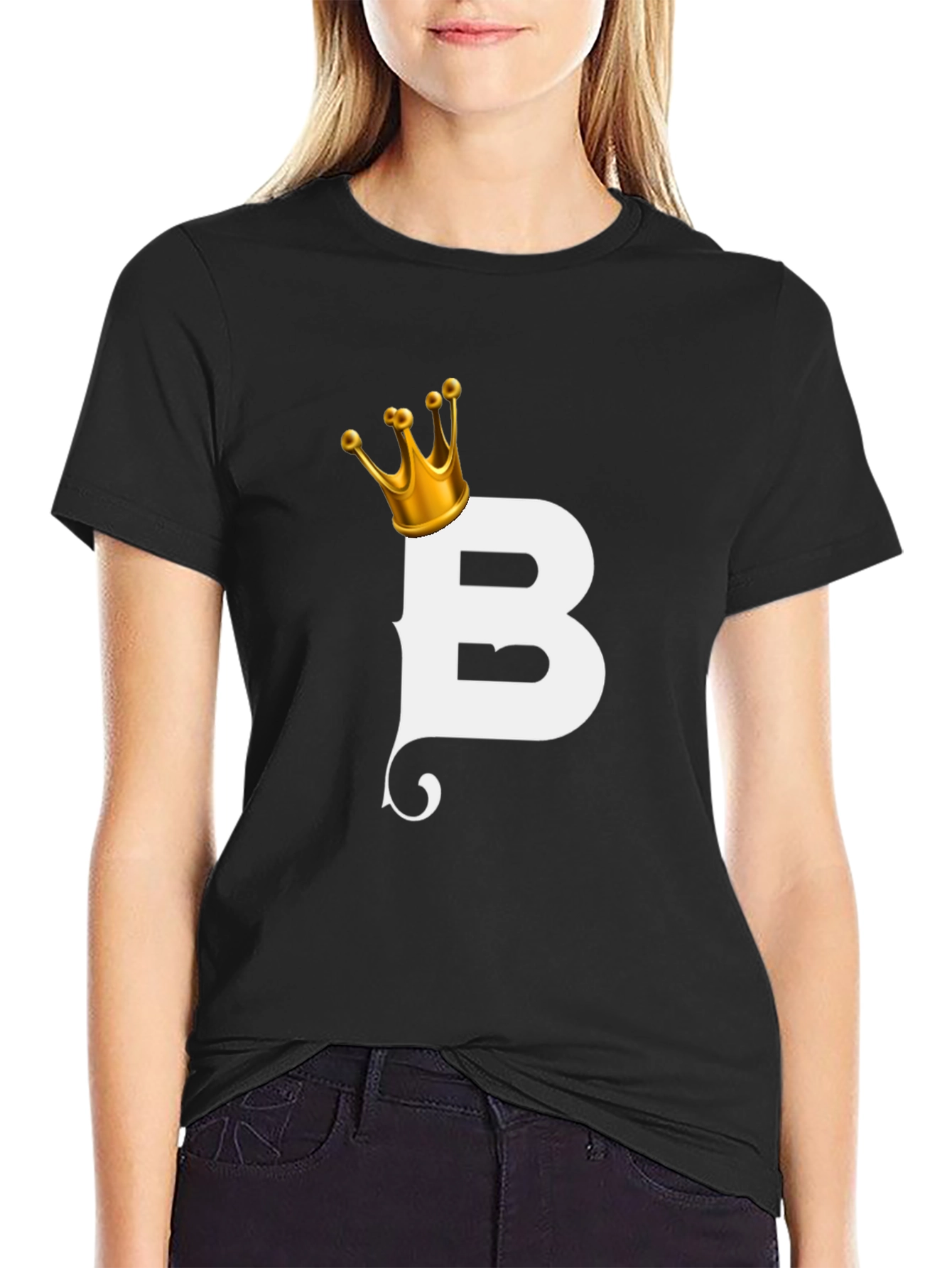 King B Black T-Shirt - Stylish Letter Graphic Tee