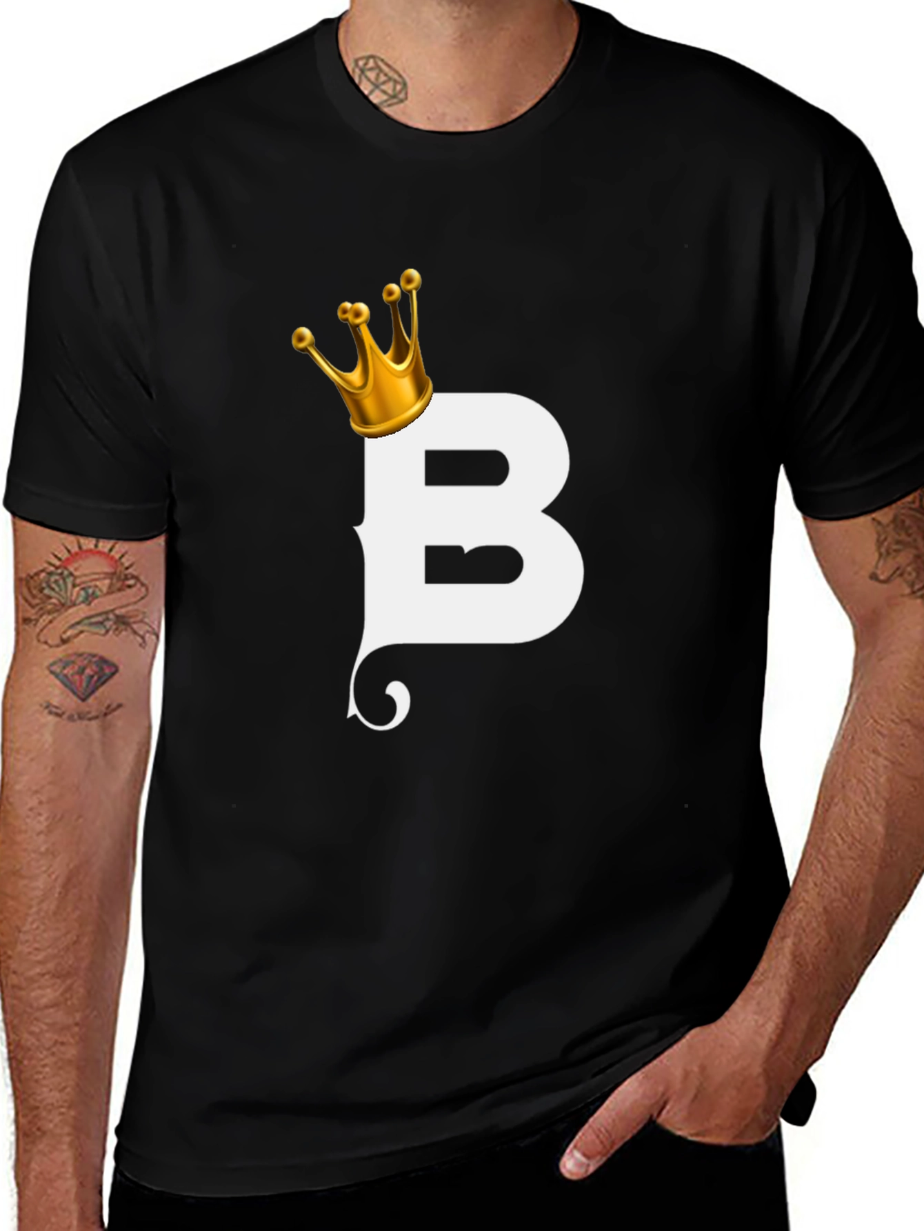 King B Black T-Shirt - Stylish Letter Graphic Tee