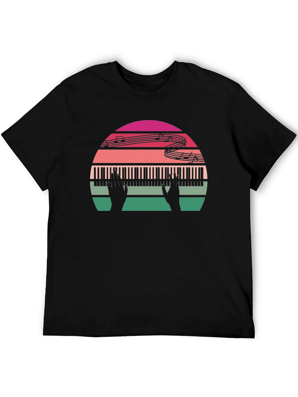 Retro Music Lover Piano Sunset Graphic Tee