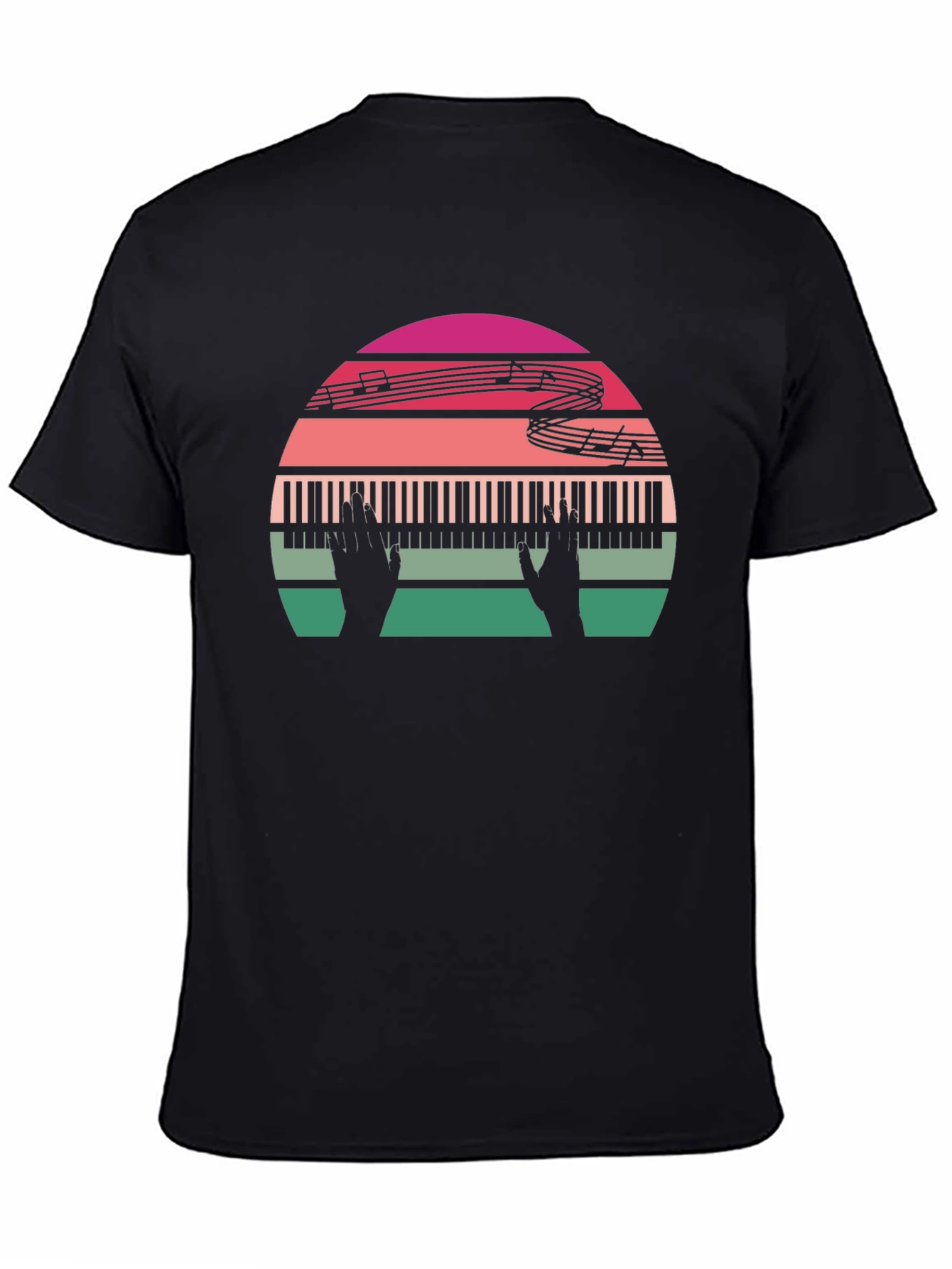 Retro Music Lover Piano Sunset Graphic Tee