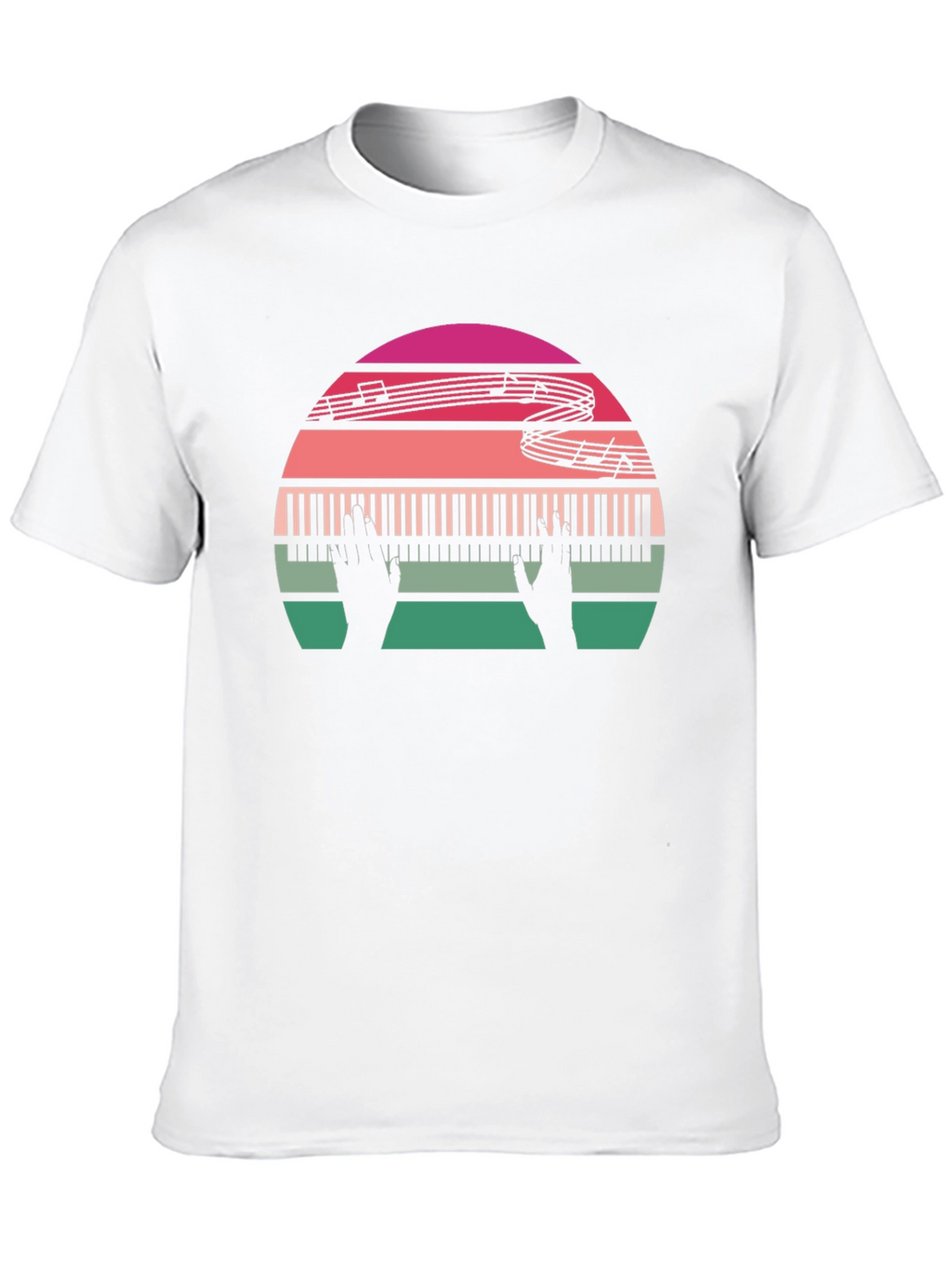 Retro Music Lover Piano Sunset Graphic Tee