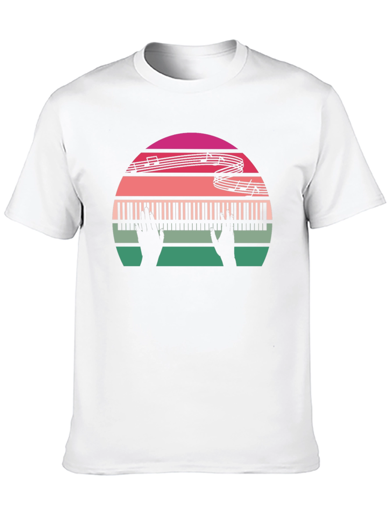 Retro Music Lover Piano Sunset Graphic Tee