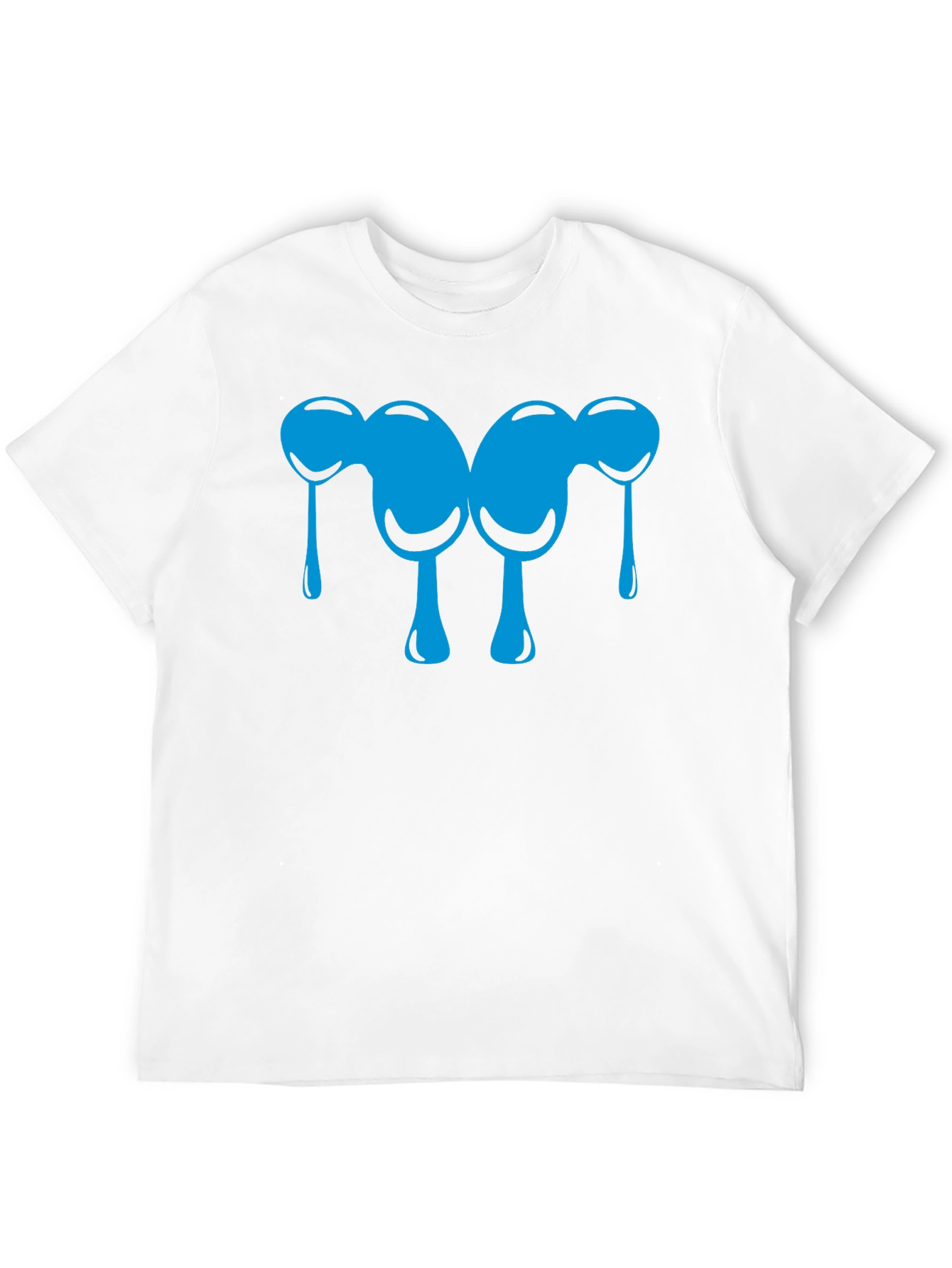 Abstract Blue Drip Design Black T-Shirt