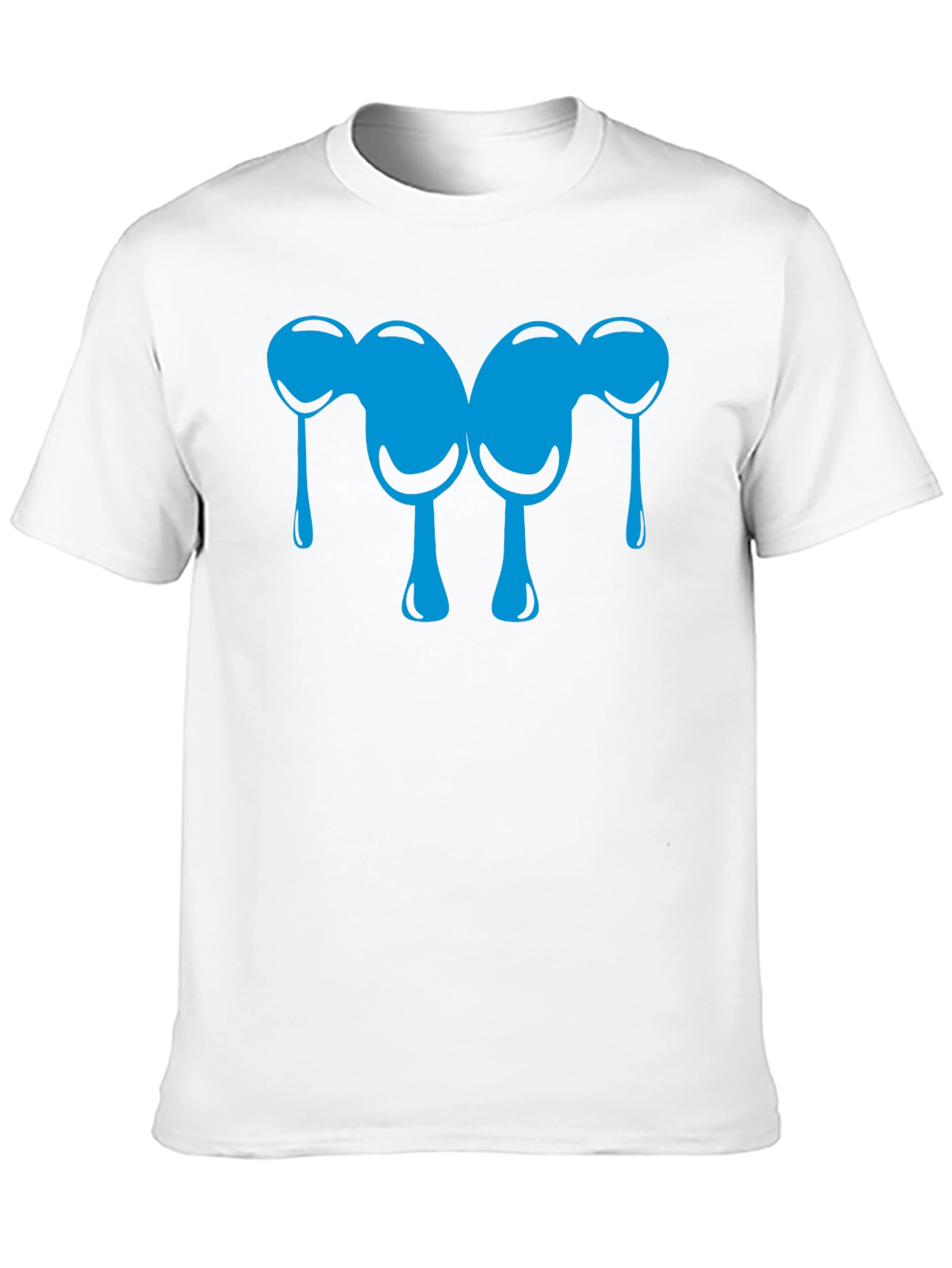 Abstract Blue Drip Design Black T-Shirt