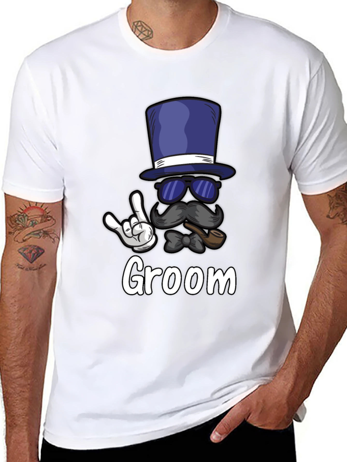 Groom Bachelor Party T-Shirt: Fun Top Hat Design