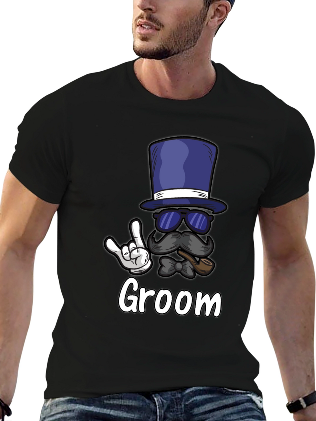 Groom Bachelor Party T-Shirt: Fun Top Hat Design