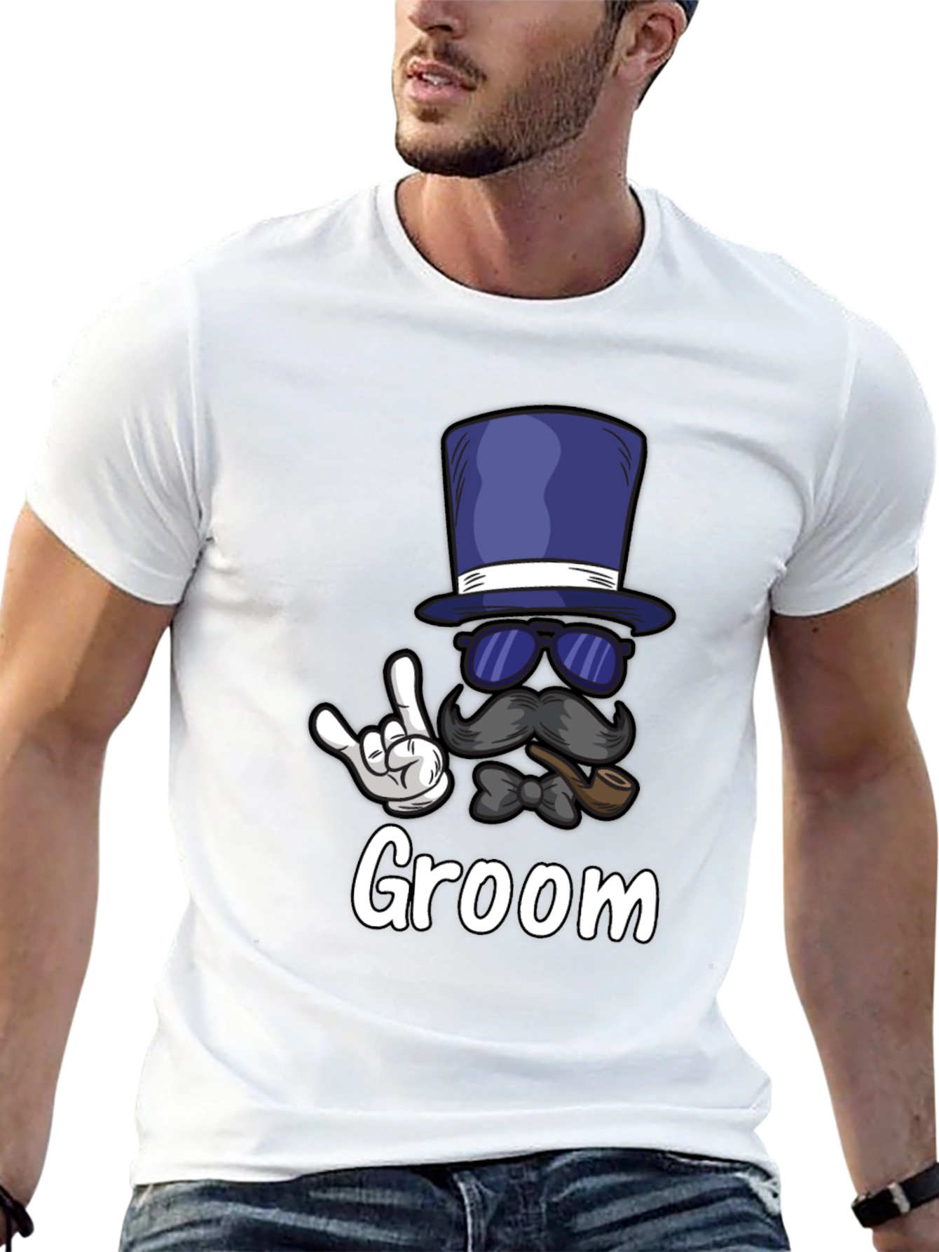 Groom Bachelor Party T-Shirt: Fun Top Hat Design