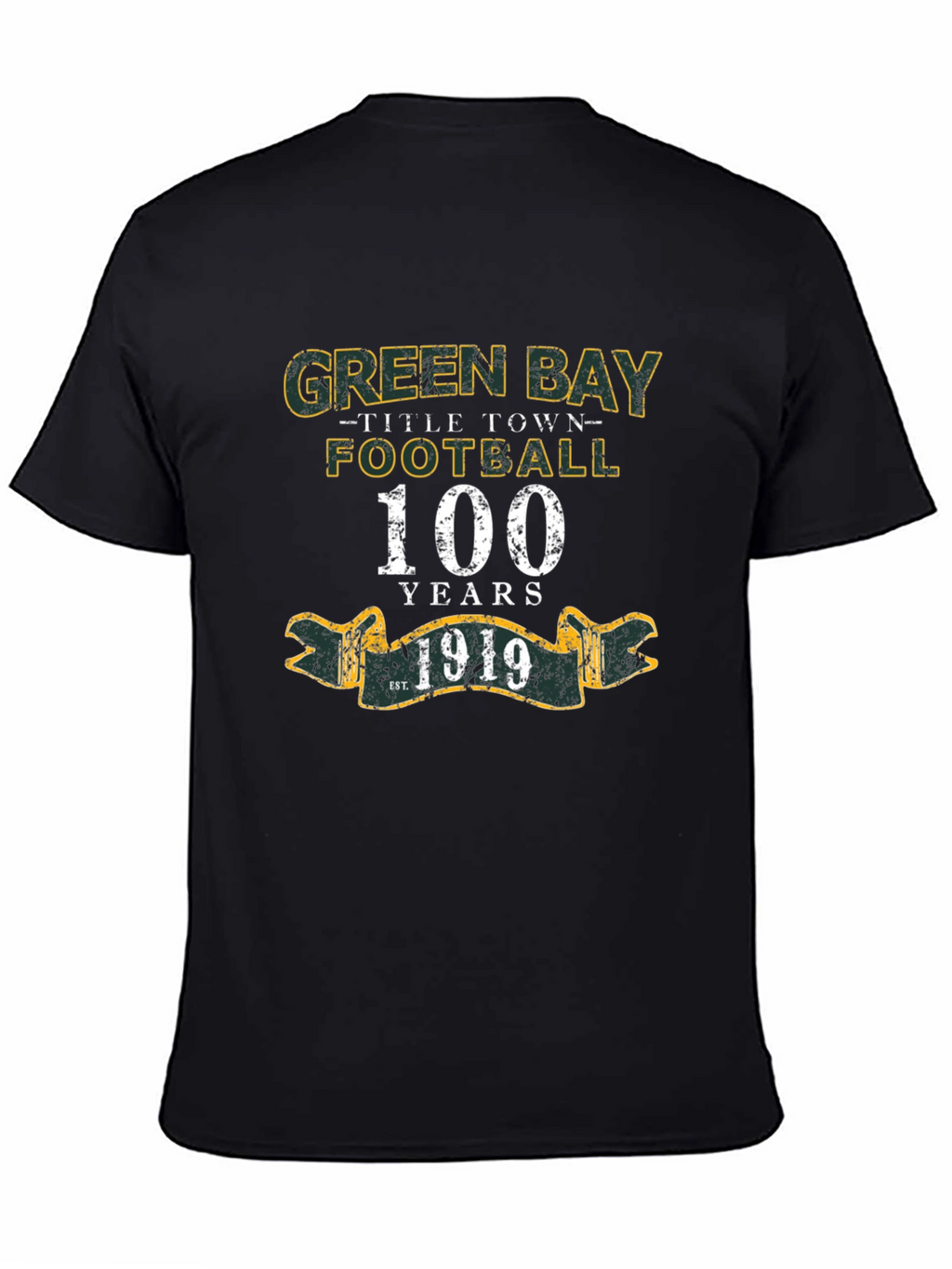 Green Bay Football 100 Years Black T-Shirt