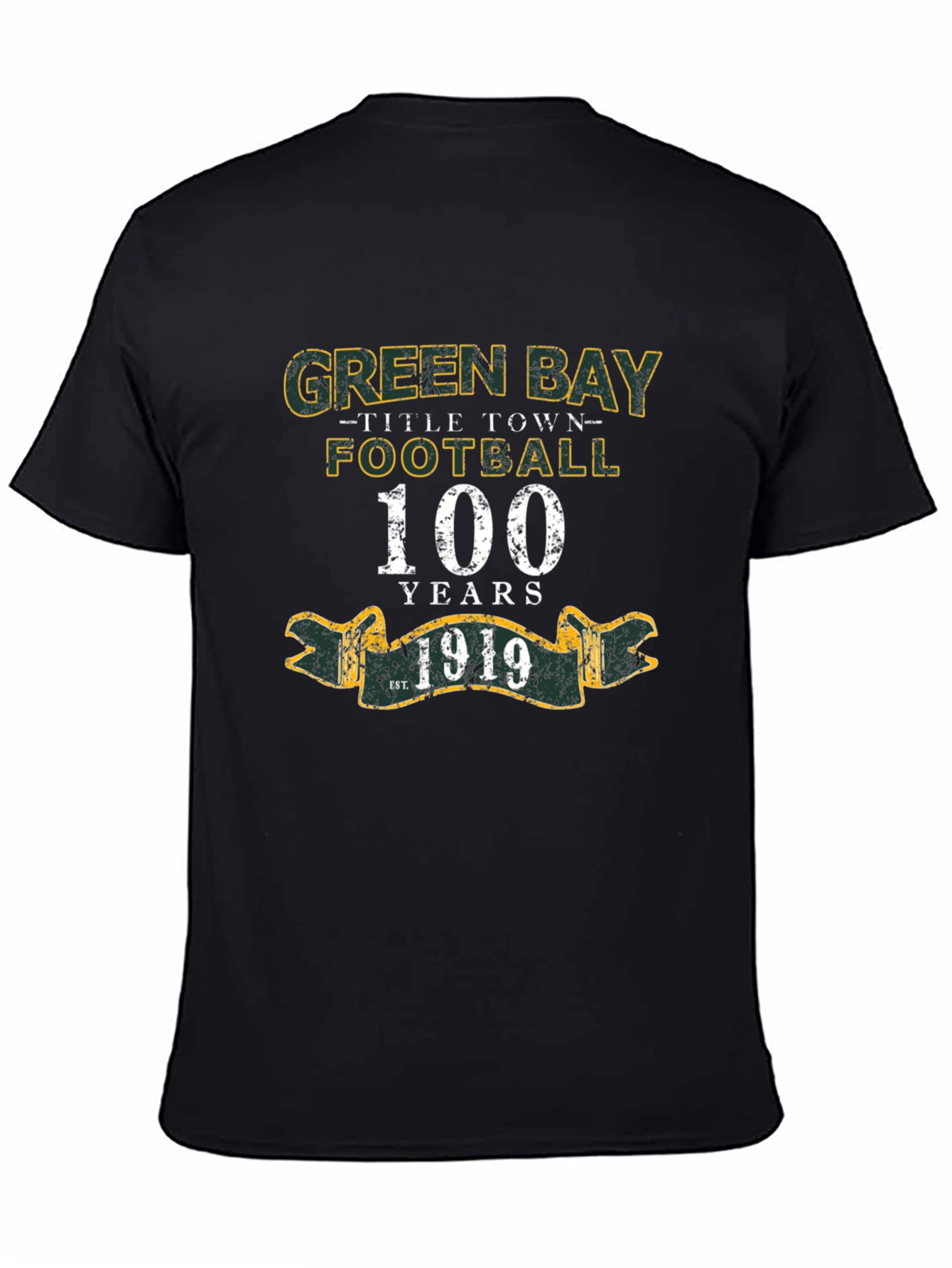Green Bay Football 100 Years Black T-Shirt