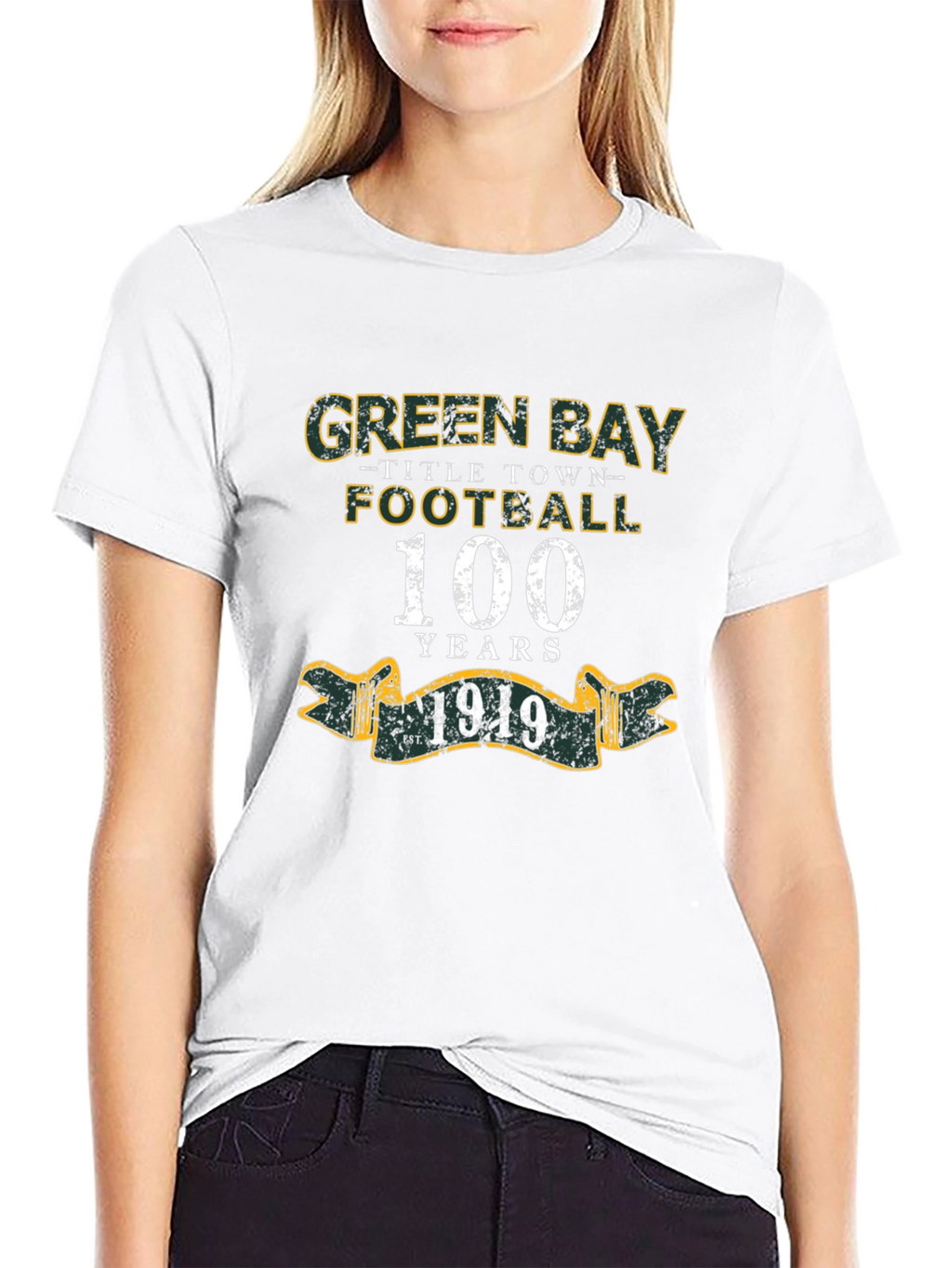 Green Bay Football 100 Years Black T-Shirt
