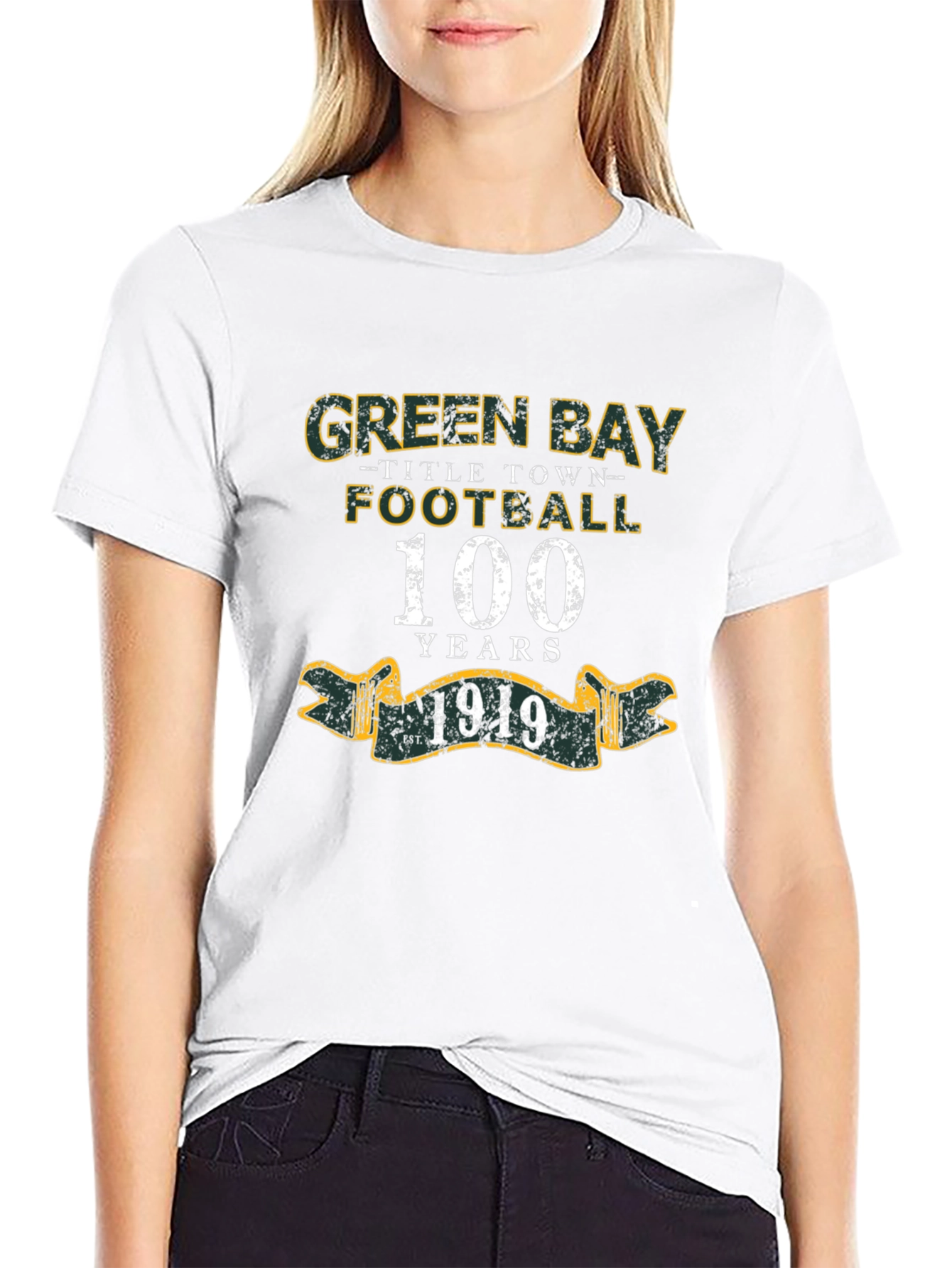 Green Bay Football 100 Years Black T-Shirt