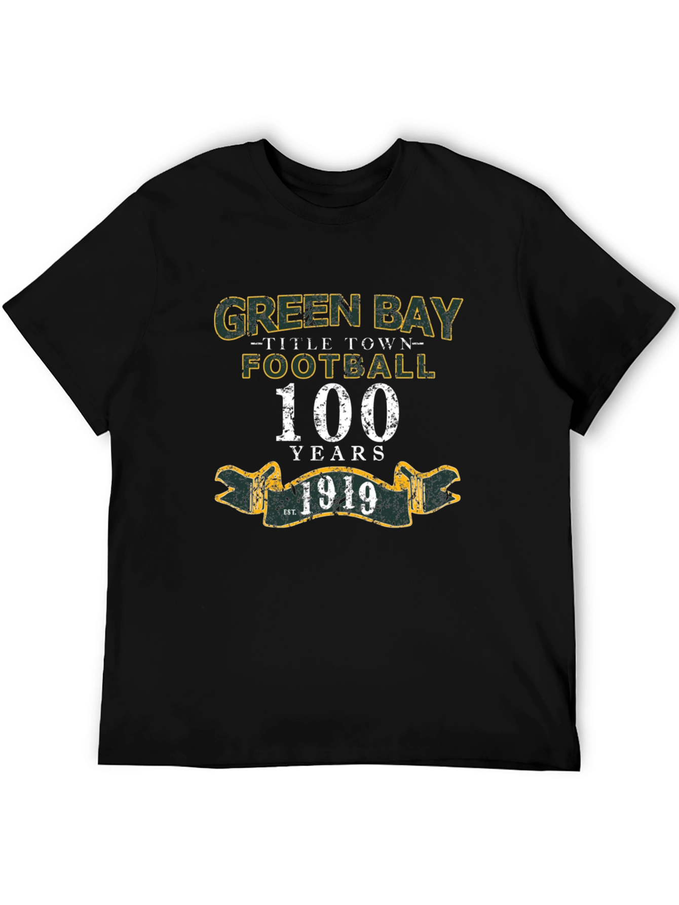Green Bay Football 100 Years Black T-Shirt