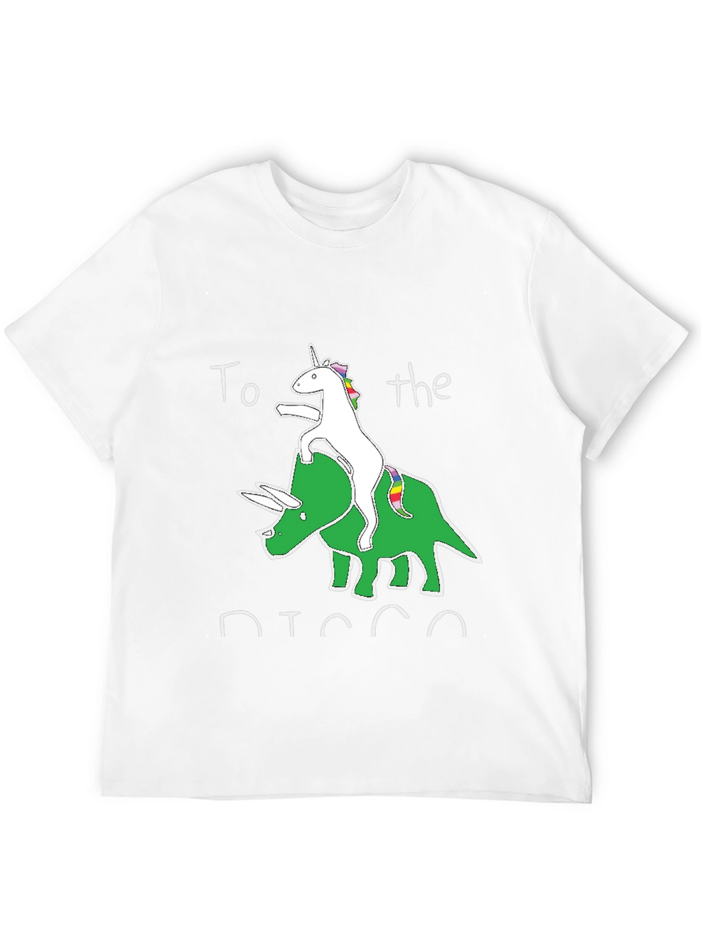 Unicorn Riding Triceratops Black Graphic T-Shirt