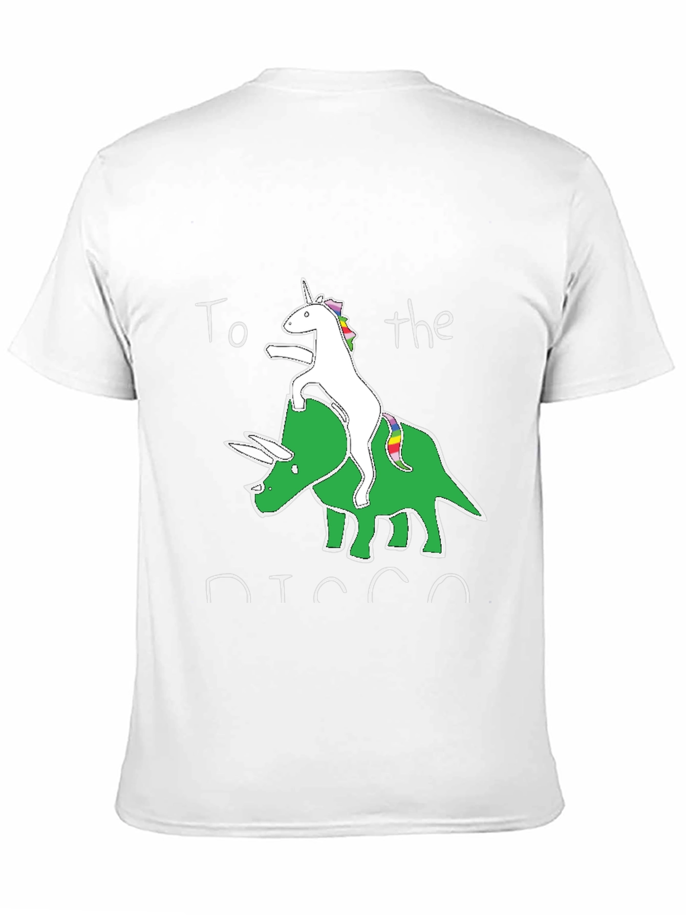 Unicorn Riding Triceratops Black Graphic T-Shirt