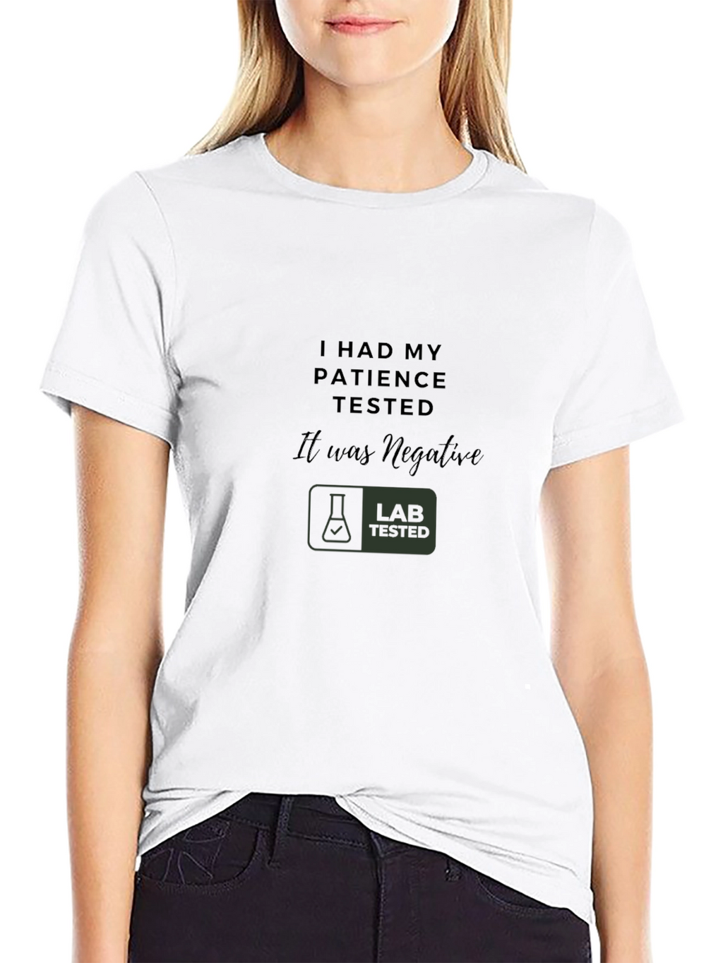 Humorous Patience Tested Graphic Tee - Black
