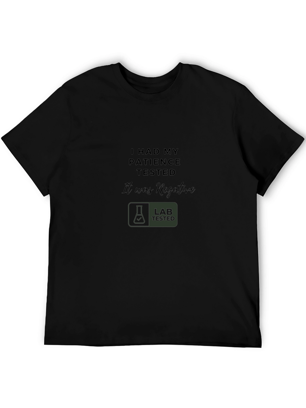 Humorous Patience Tested Graphic Tee - Black