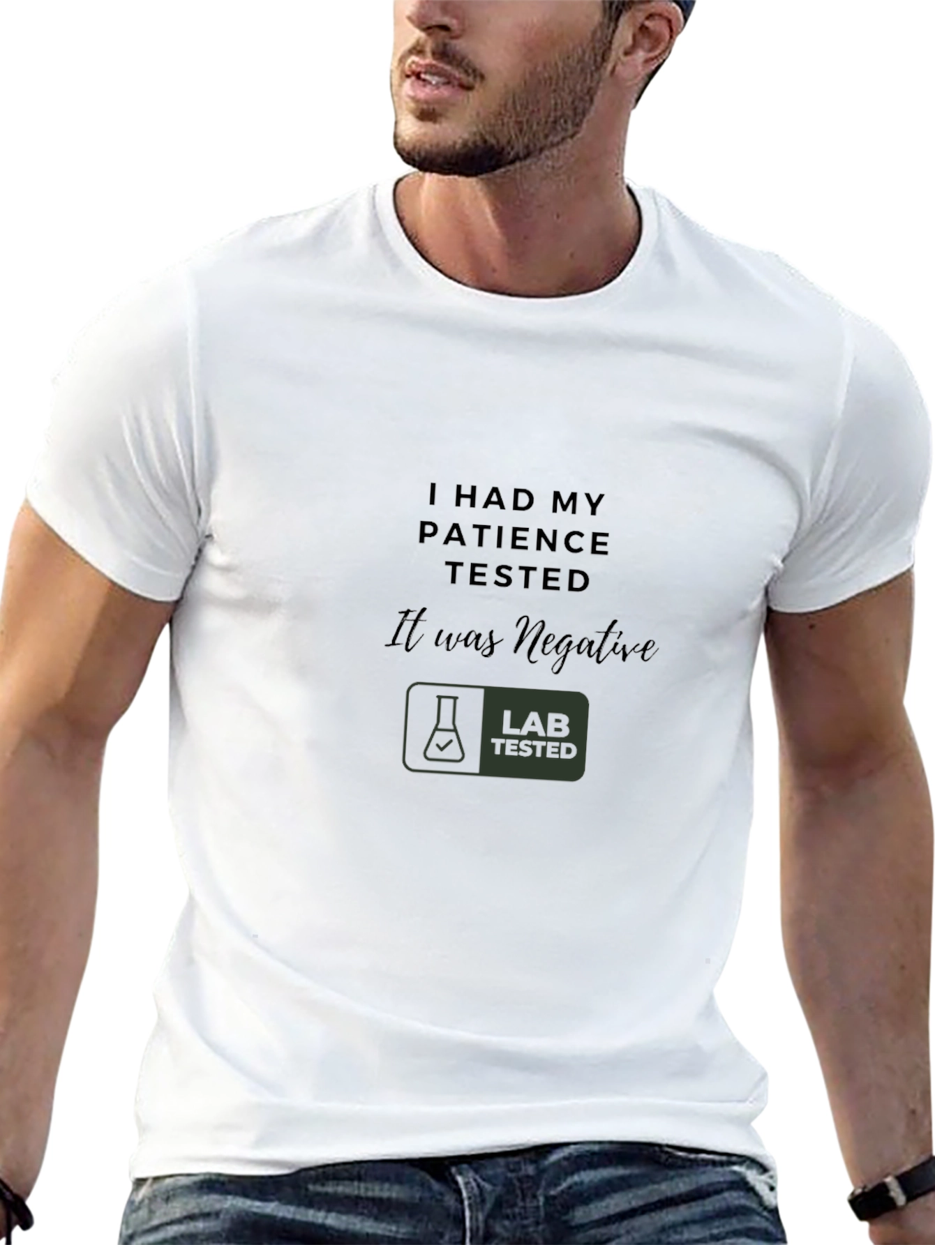 Humorous Patience Tested Graphic Tee - Black