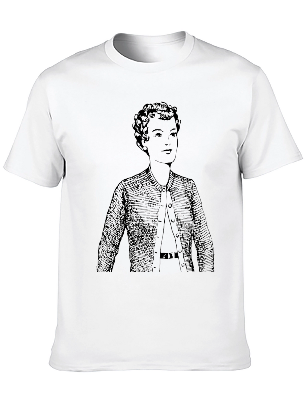 Woman in Cardigan T-Shirt