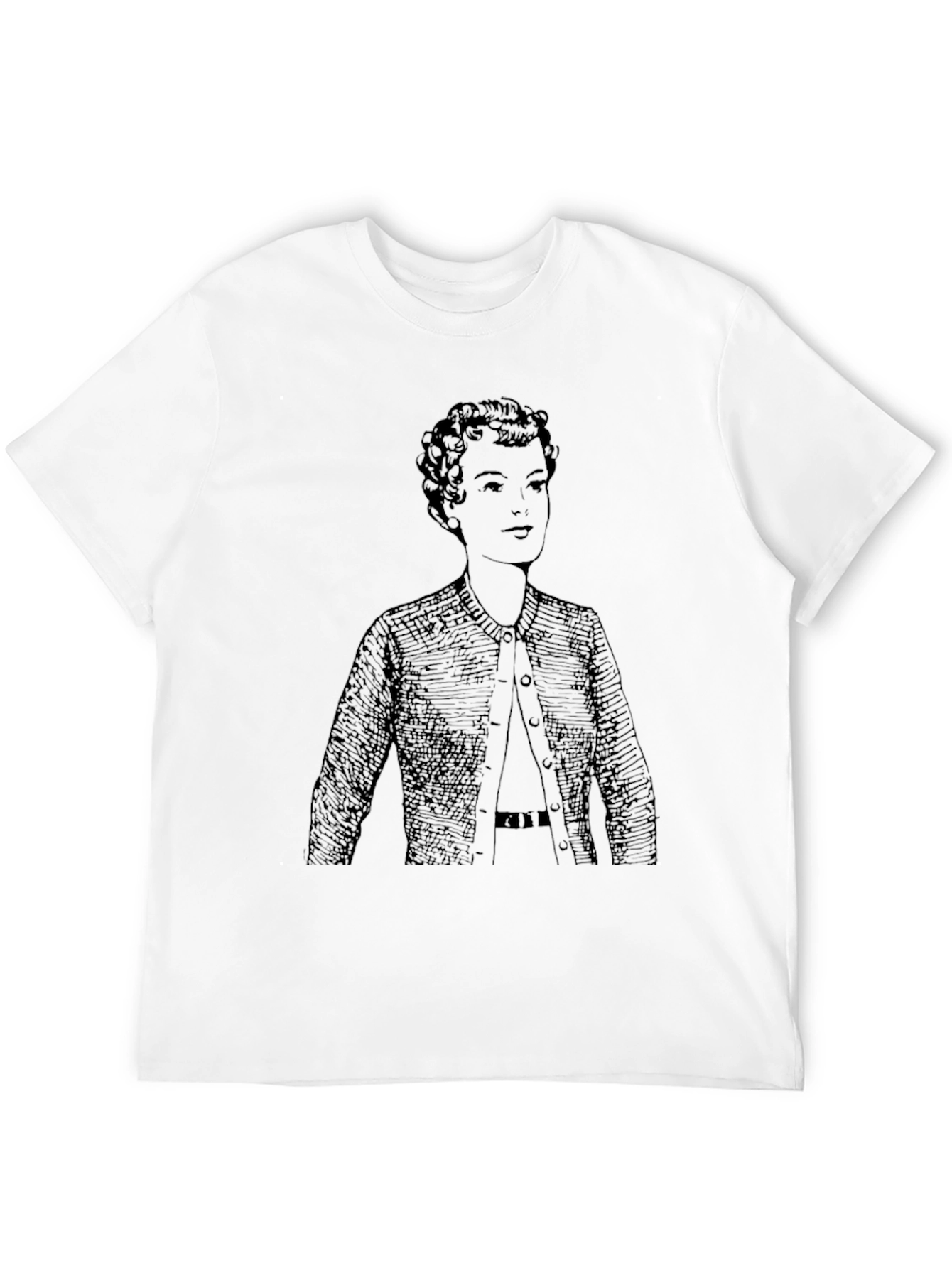 Woman in Cardigan T-Shirt