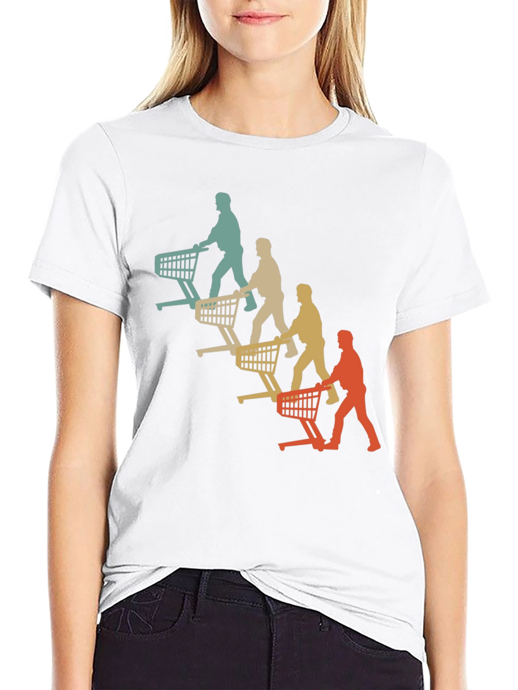Retro Shopping Cart Silhouette Graphic T-Shirt