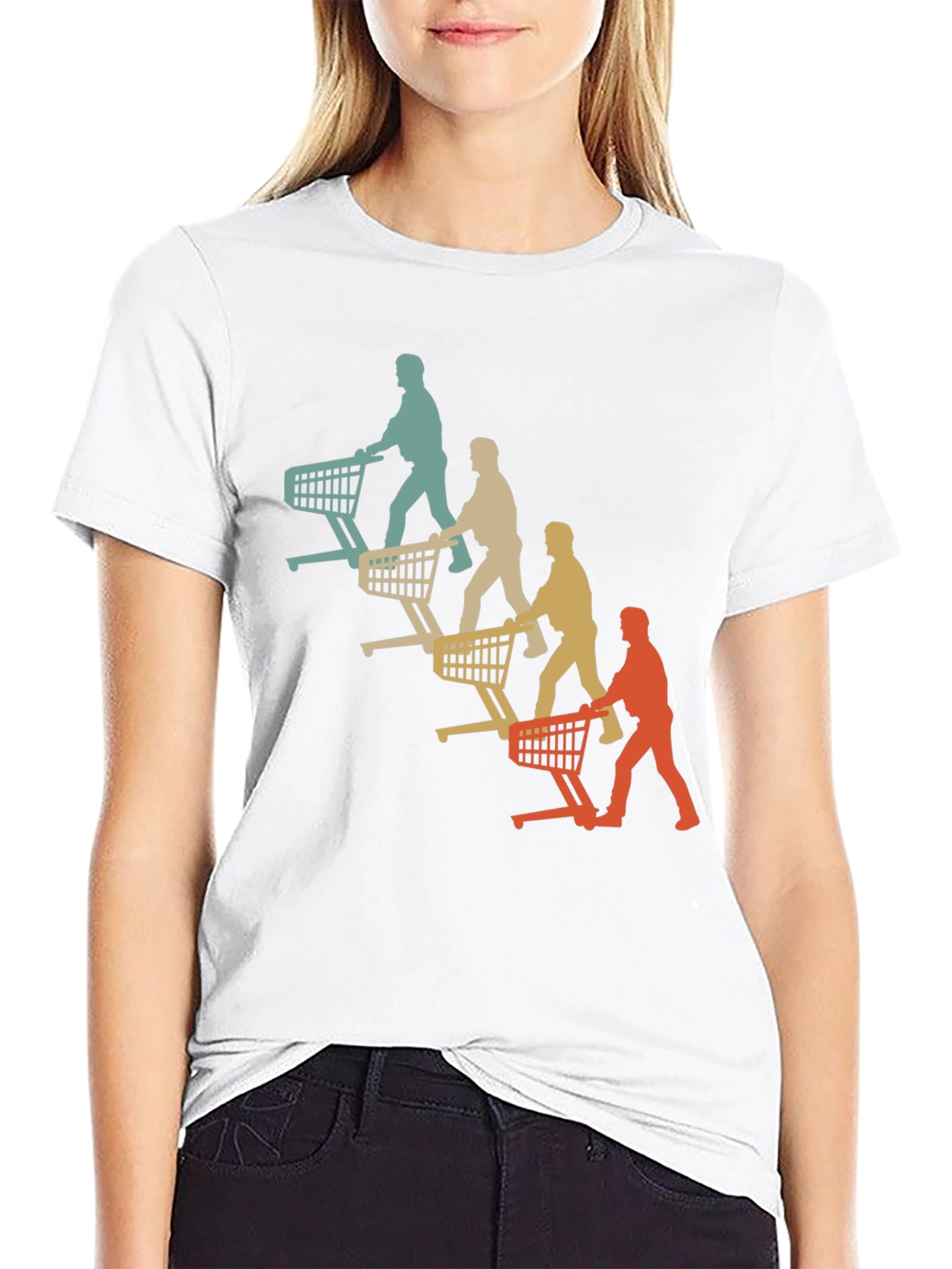Retro Shopping Cart Silhouette Graphic T-Shirt