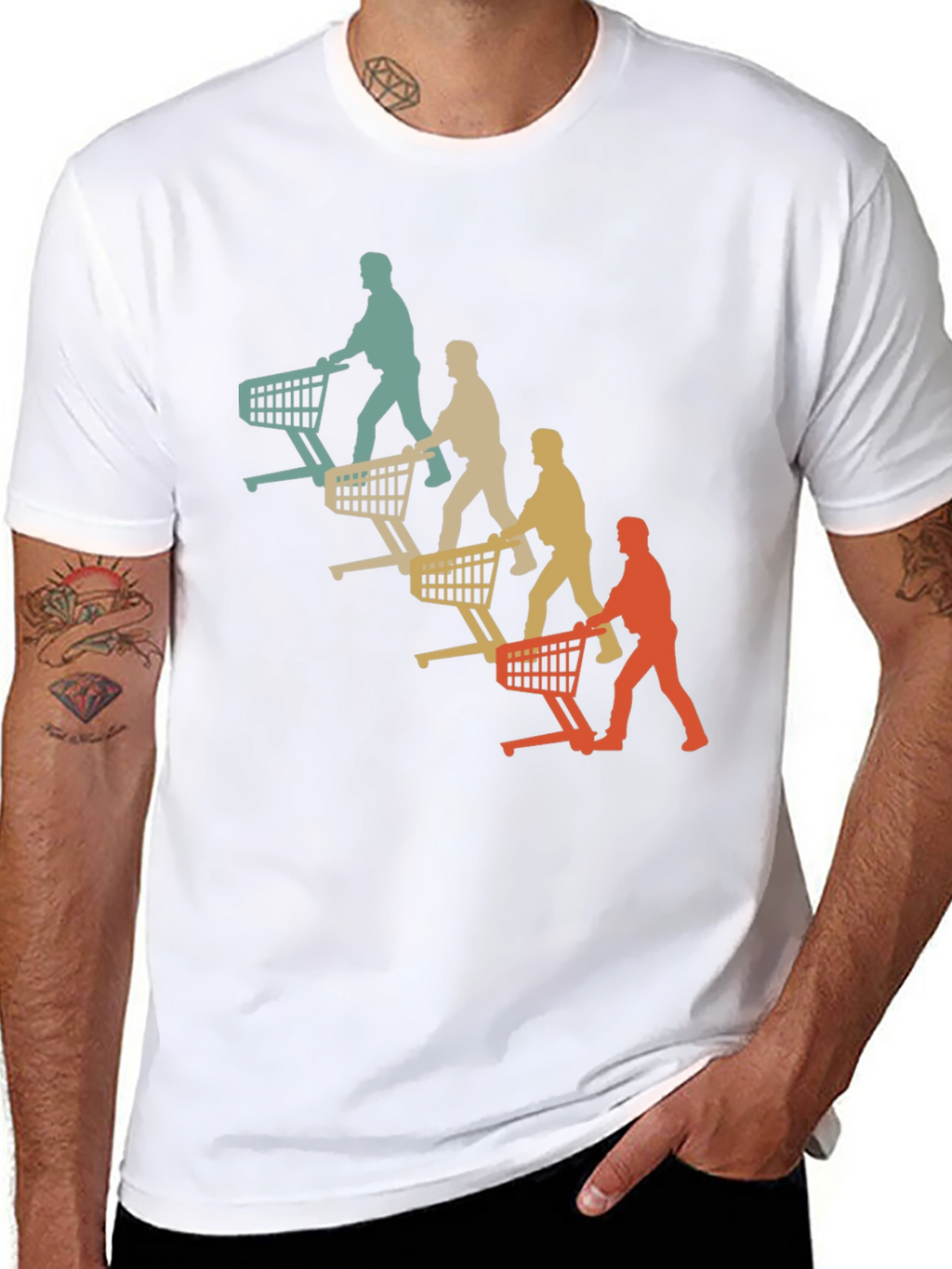 Retro Shopping Cart Silhouette Graphic T-Shirt