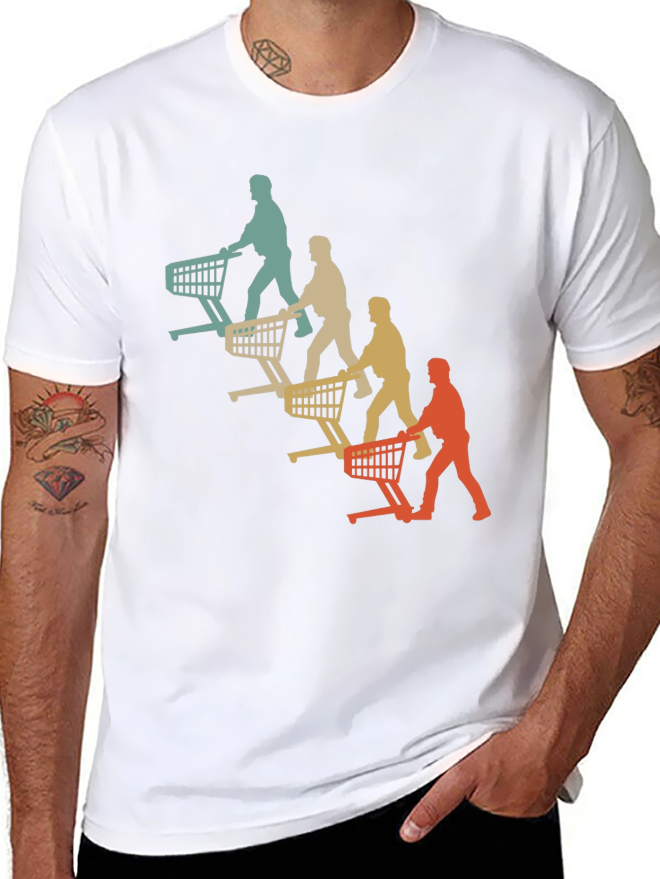Retro Shopping Cart Silhouette Graphic T-Shirt