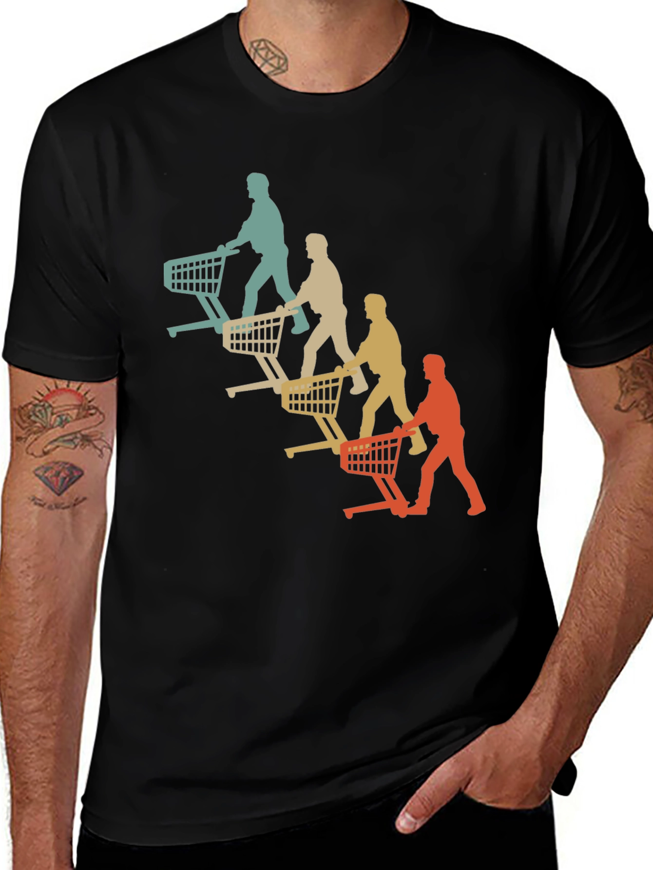 Retro Shopping Cart Silhouette Graphic T-Shirt