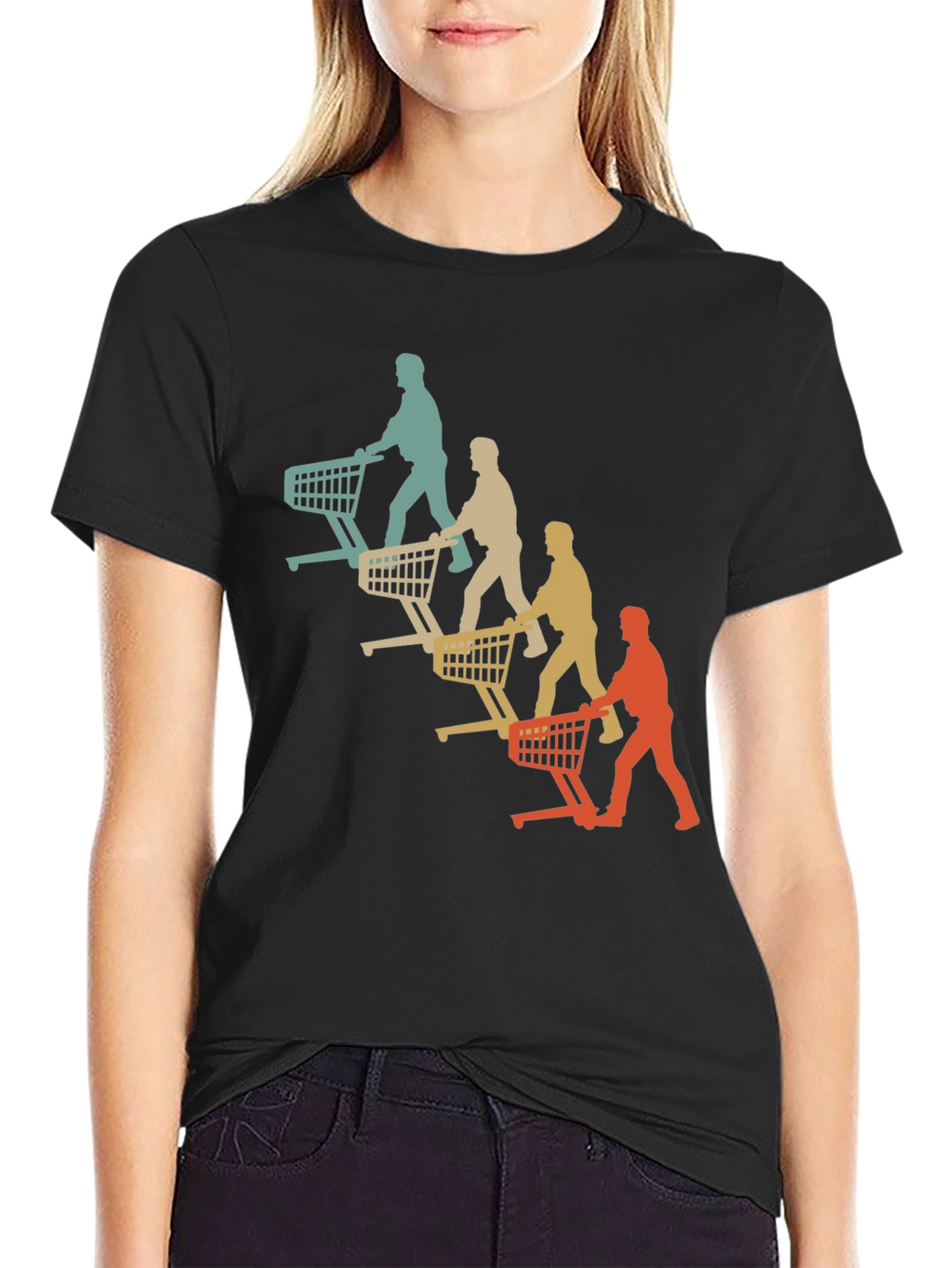 Retro Shopping Cart Silhouette Graphic T-Shirt