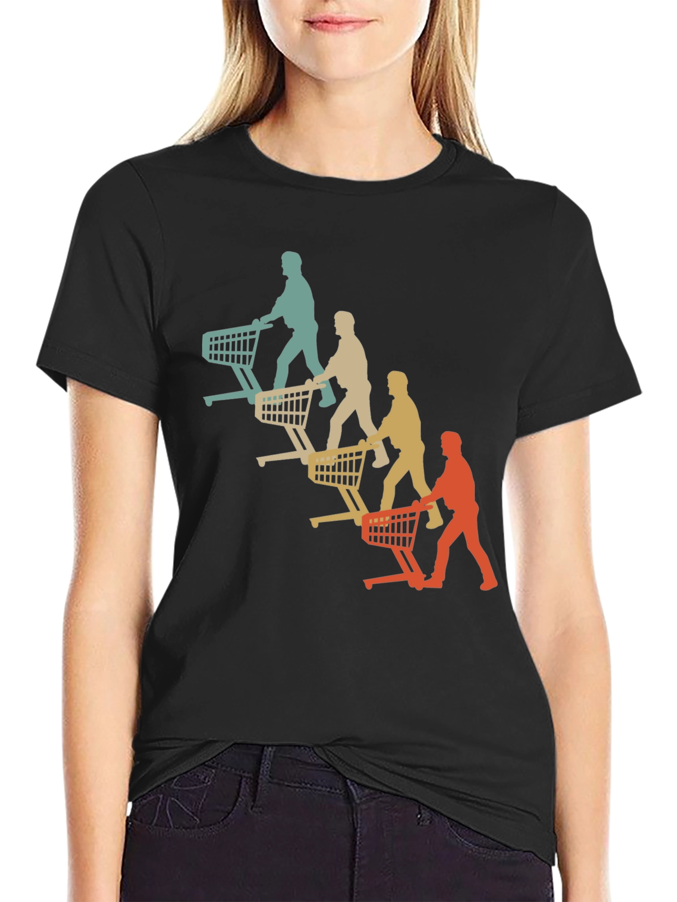 Retro Shopping Cart Silhouette Graphic T-Shirt