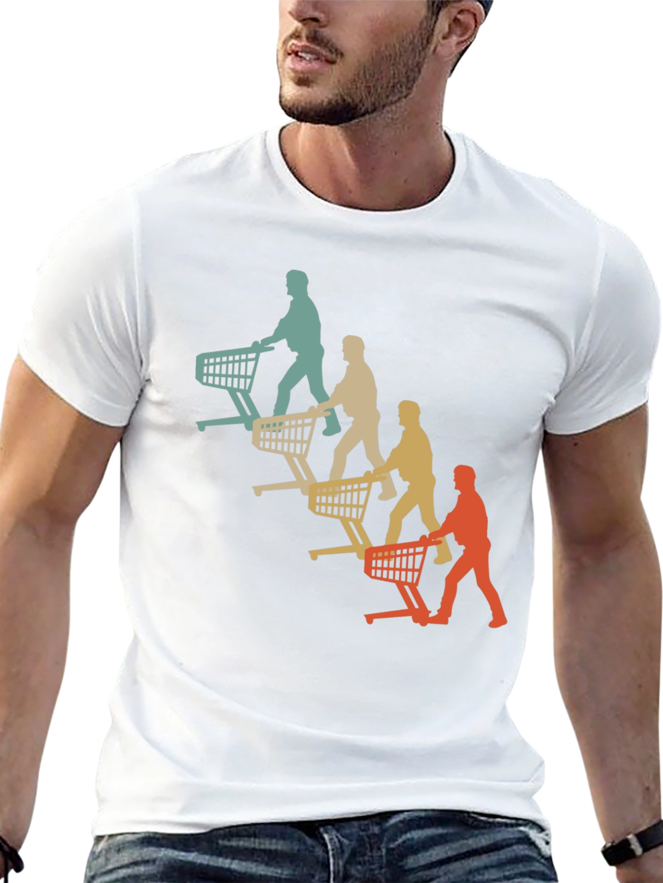 Retro Shopping Cart Silhouette Graphic T-Shirt