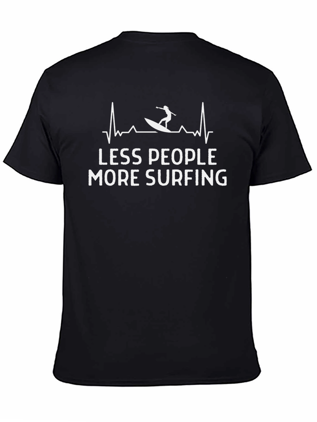 Less People More Surfing Black Graphic T-Shirt