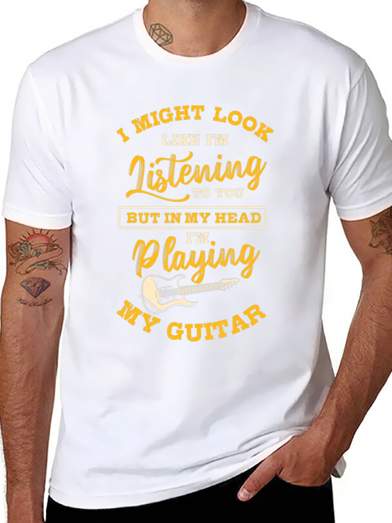 Musicians Humor Tee - Im Playing My Guitar