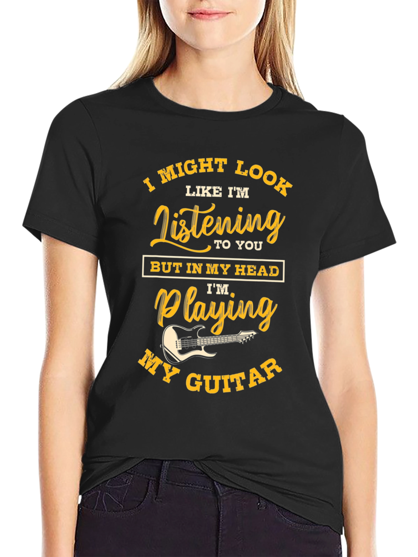 Musicians Humor Tee - Im Playing My Guitar