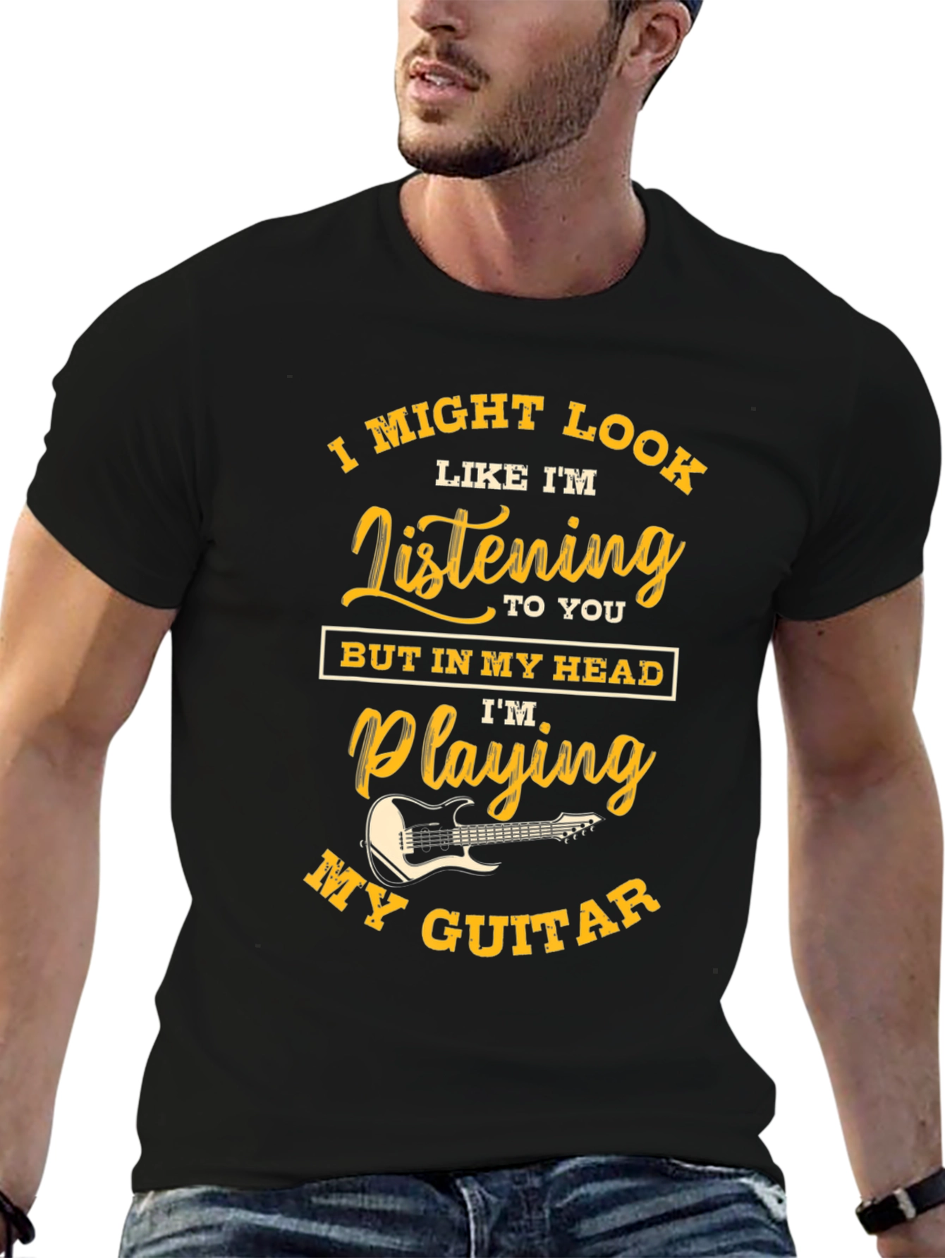 Musicians Humor Tee - Im Playing My Guitar