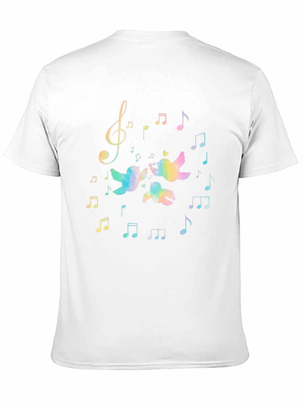 Rainbow Bird Music Notes Black T-Shirt