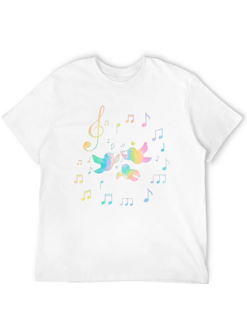 Rainbow Bird Music Notes Black T-Shirt