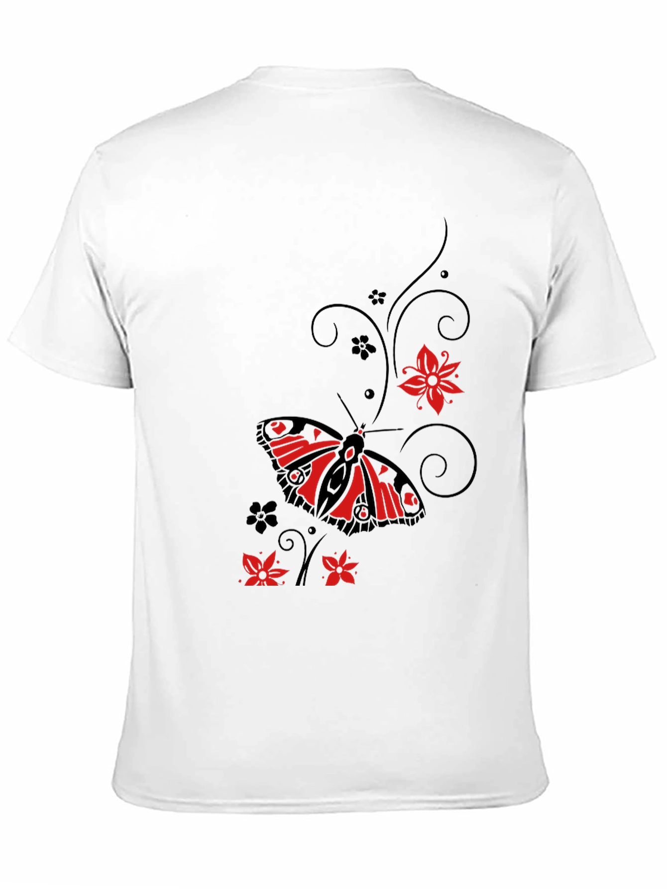 Butterfly & Floral Graphic Black T-Shirt
