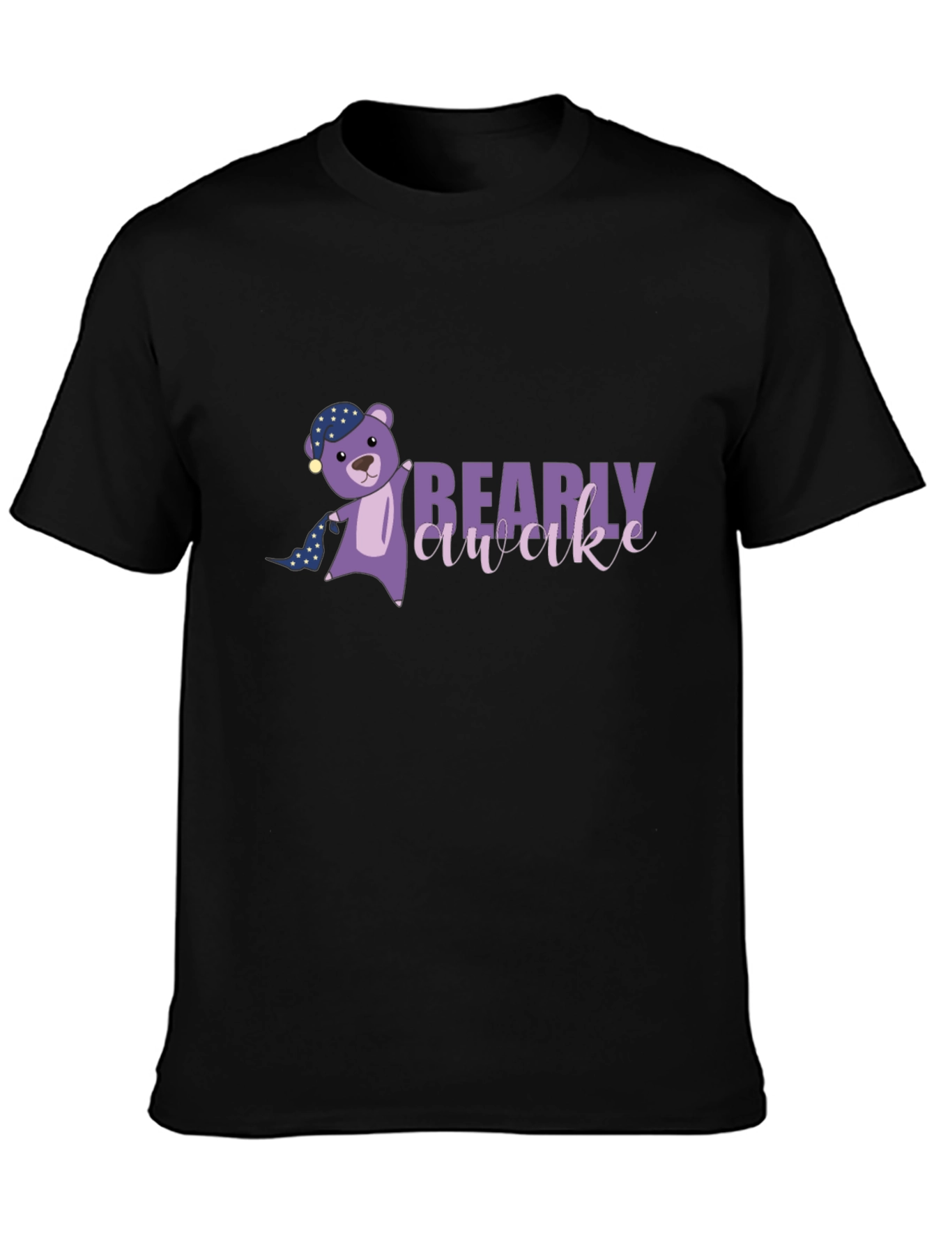 Bearly Awake Graphic Tee - Black Cotton T-Shirt