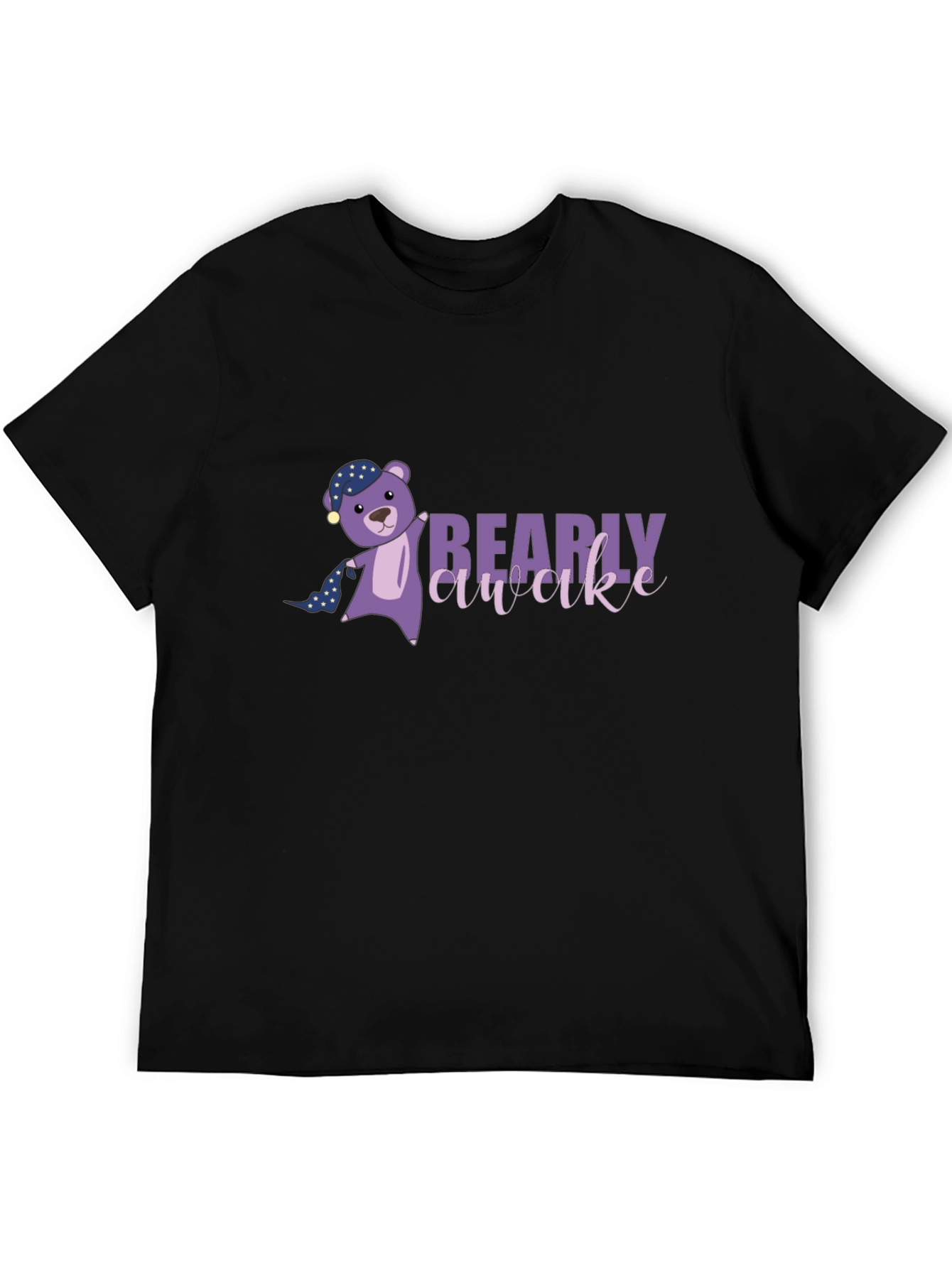 Bearly Awake Graphic Tee - Black Cotton T-Shirt