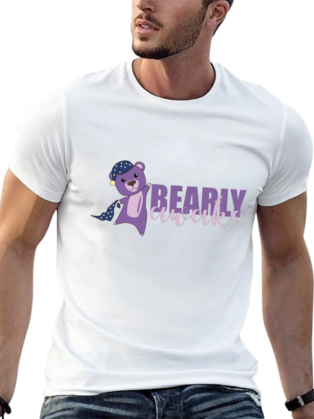 Bearly Awake Graphic Tee - Black Cotton T-Shirt