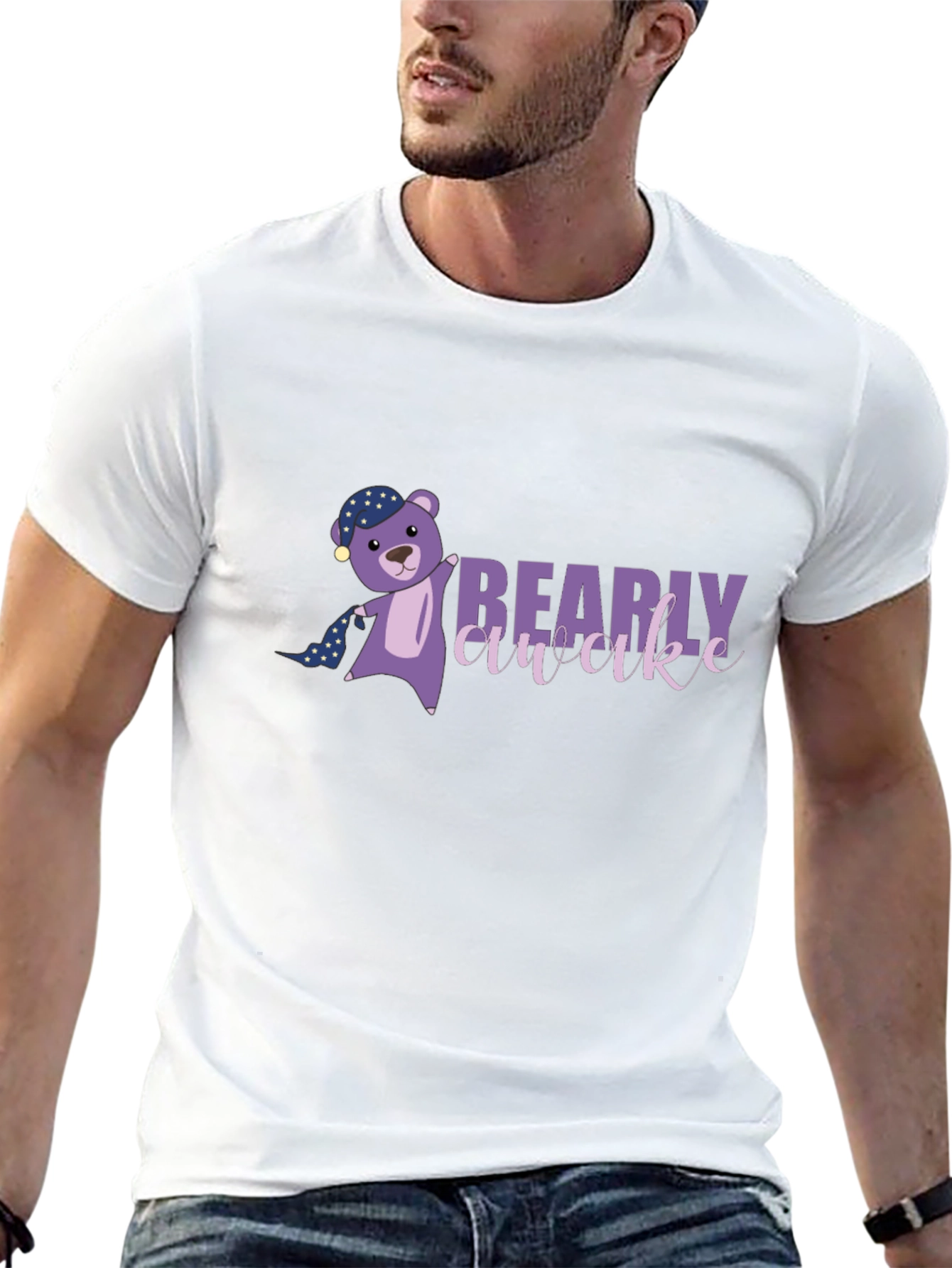 Bearly Awake Graphic Tee - Black Cotton T-Shirt