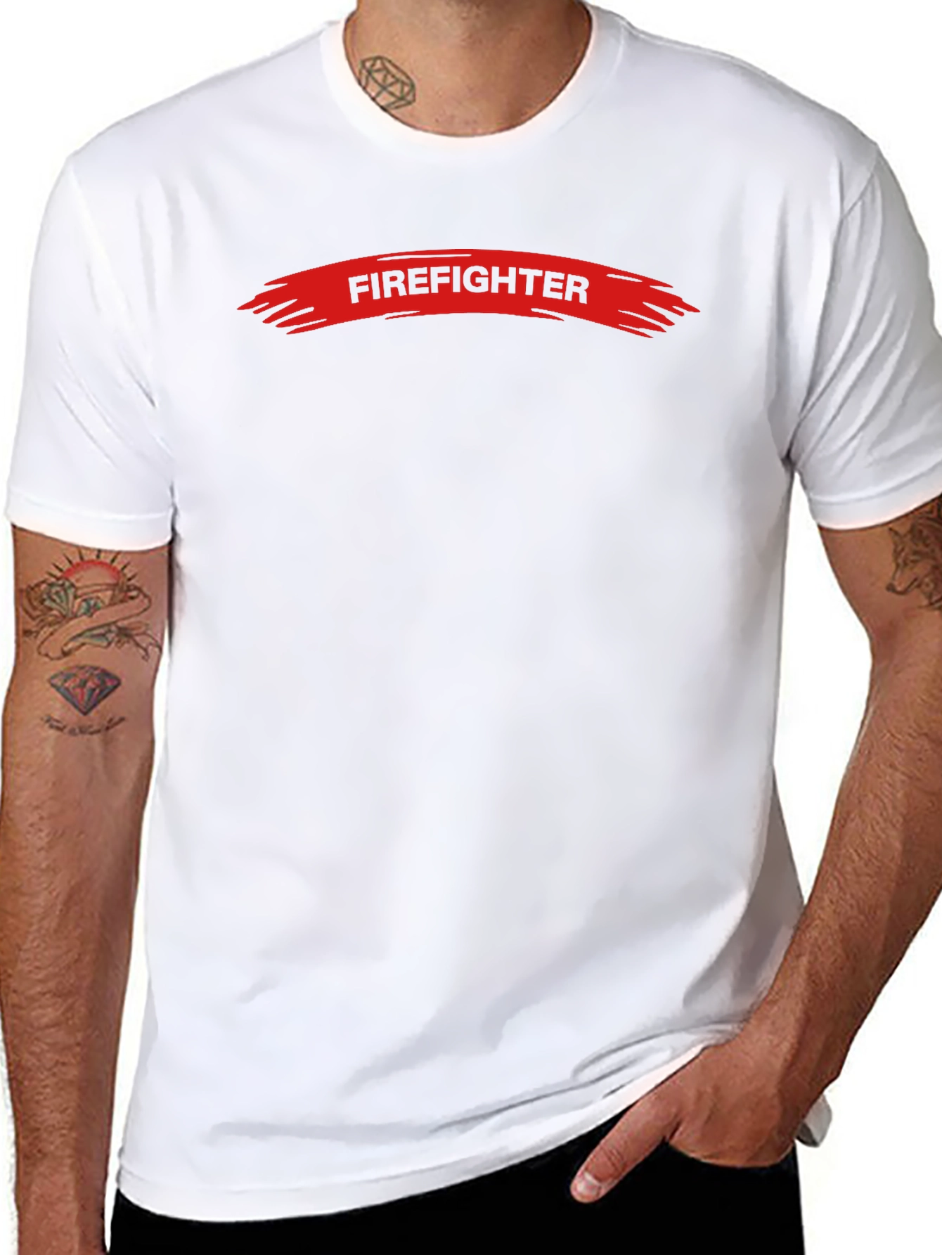 Firefighter Graphic Tee - Black Crew Neck T-Shirt