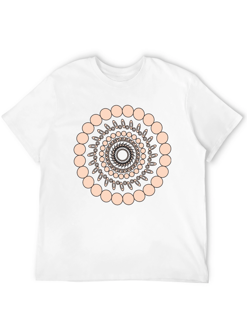 Geometric Spiral Graphic Print Black T-Shirt