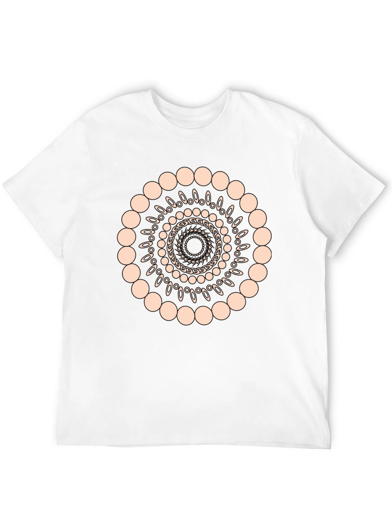 Geometric Spiral Graphic Print Black T-Shirt