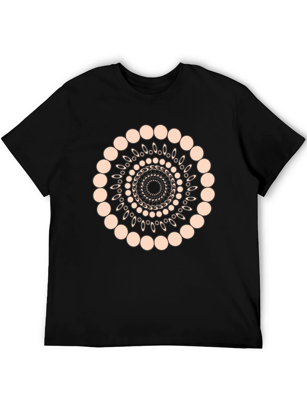Geometric Spiral Graphic Print Black T-Shirt